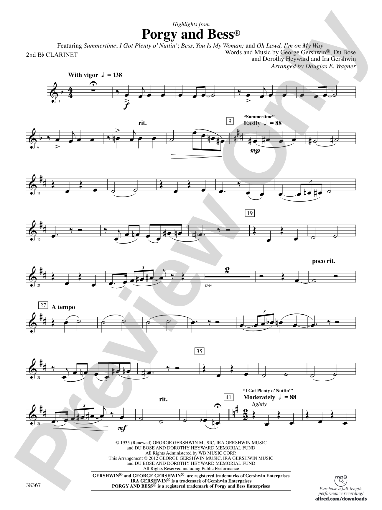Porgy and Bess®, Highlights from: 2nd B-flat Clarinet