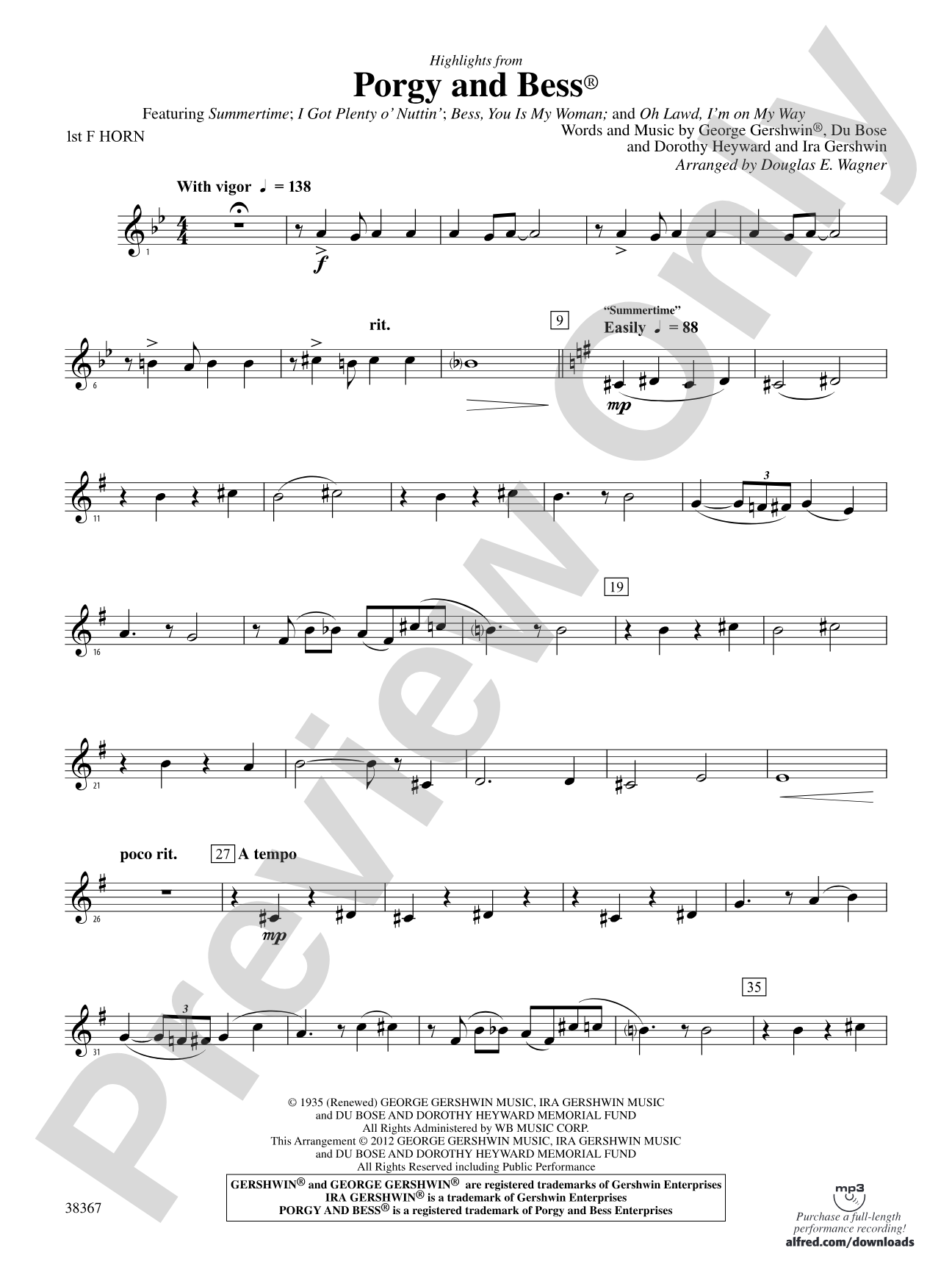 Porgy and Bess®, Highlights from: 1st F Horn