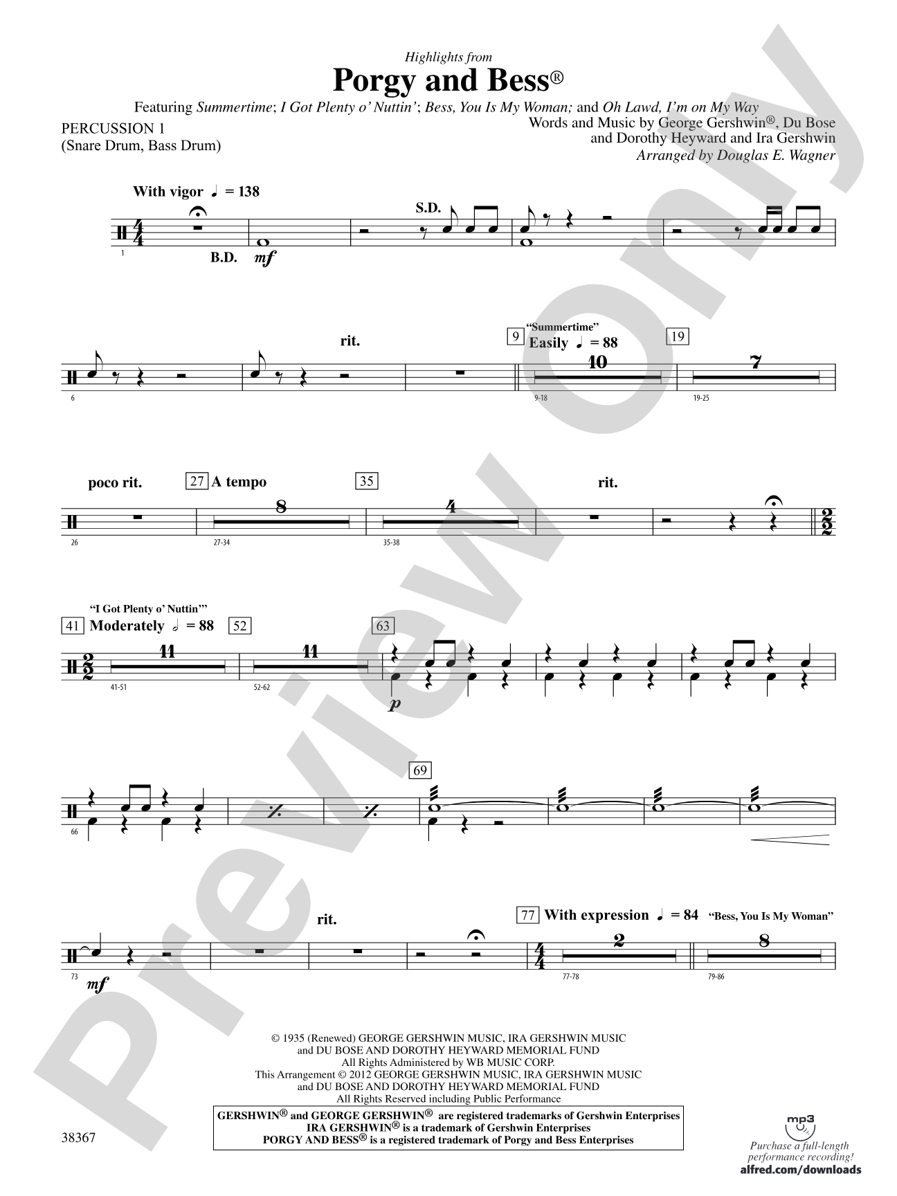 Porgy and Bess®, Highlights from: 1st Percussion