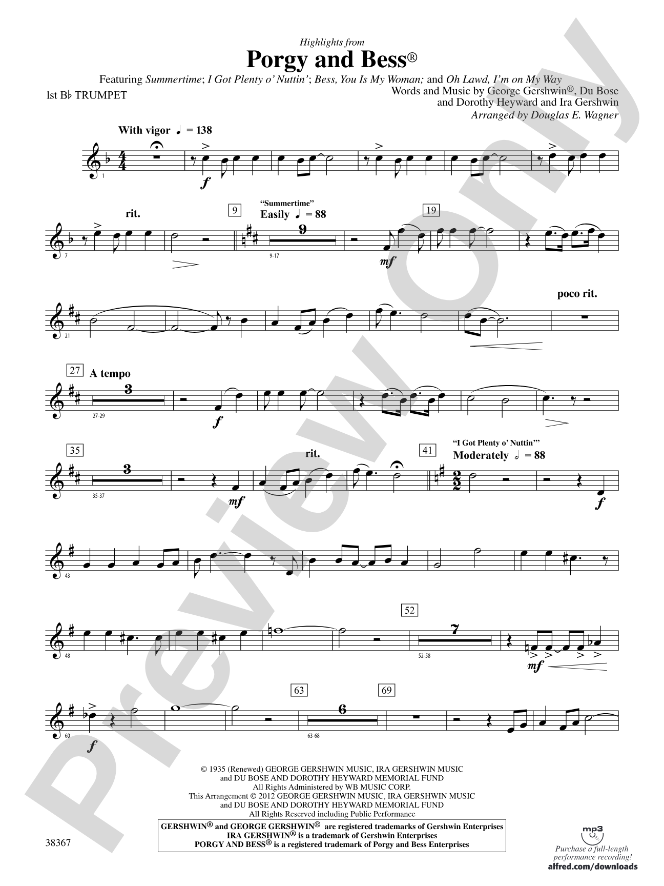 Porgy and Bess®, Highlights from: 1st B-flat Trumpet