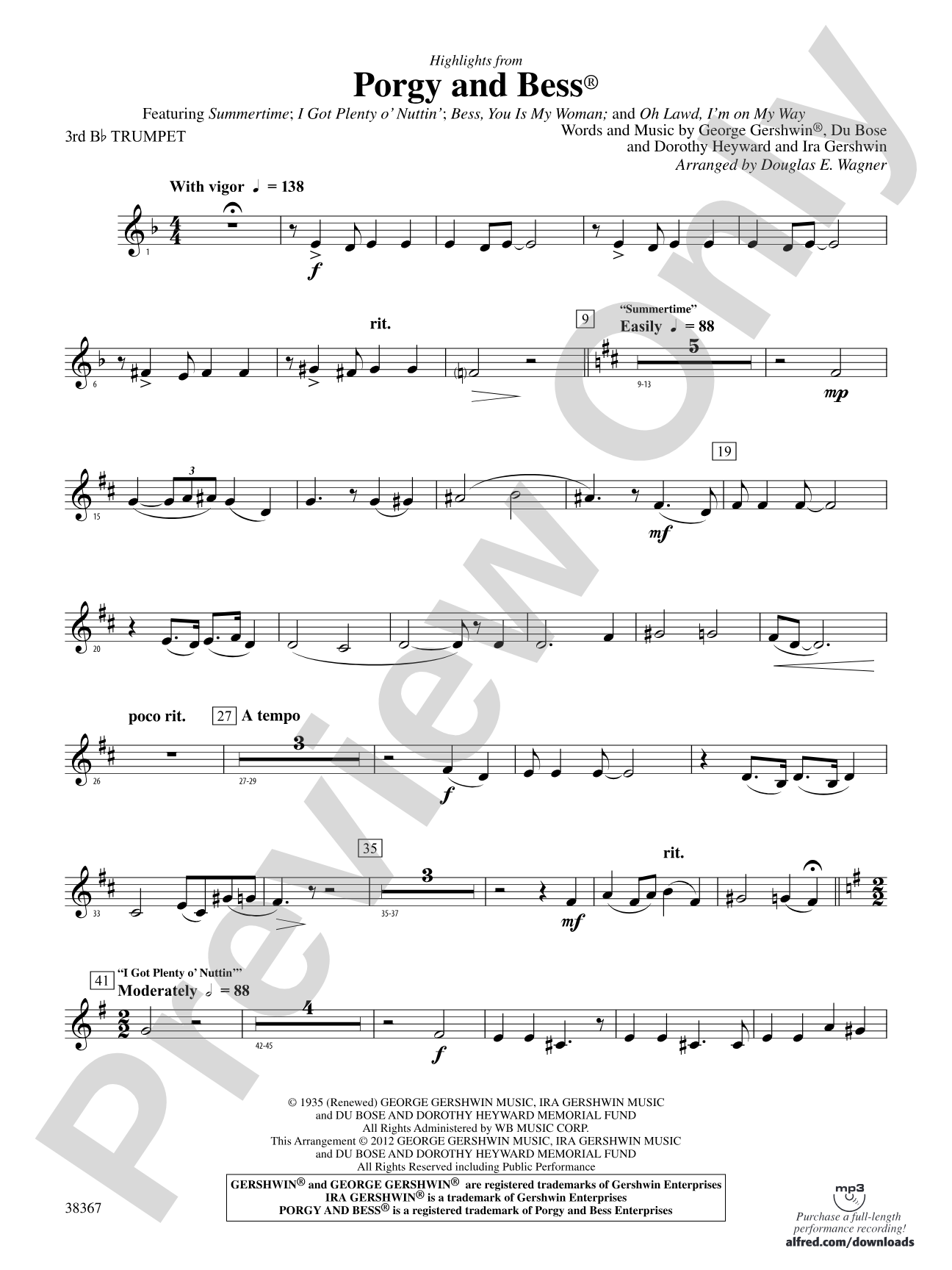 Porgy and Bess®, Highlights from: 3rd B-flat Trumpet