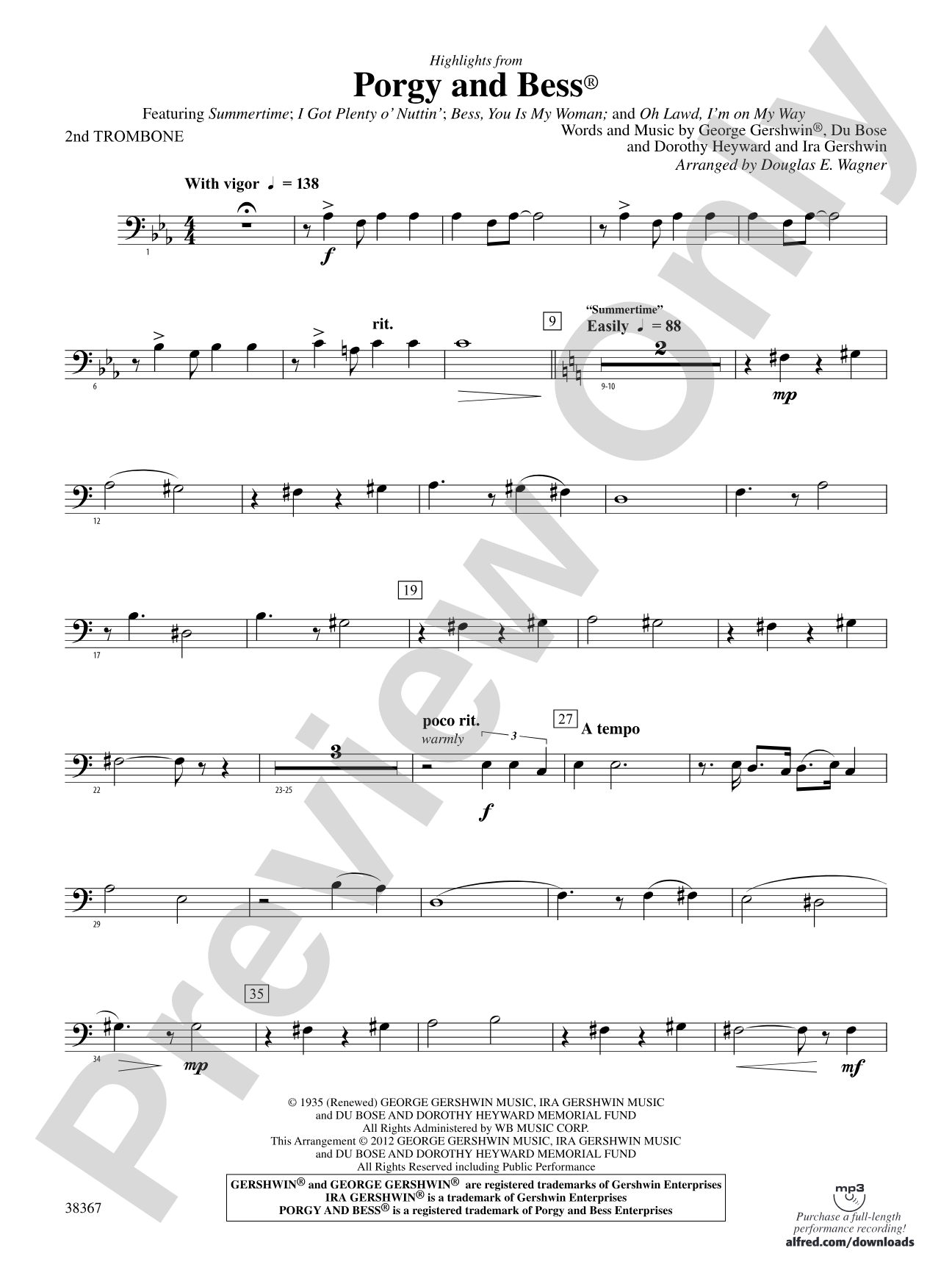 Porgy and Bess®, Highlights from: 2nd Trombone