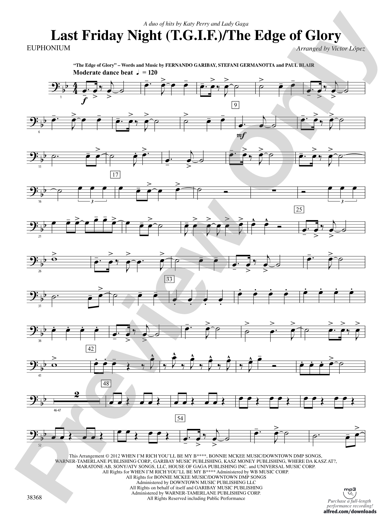 Last Friday Night (T.G.I.F) / The Edge of Glory: Baritone B.C.