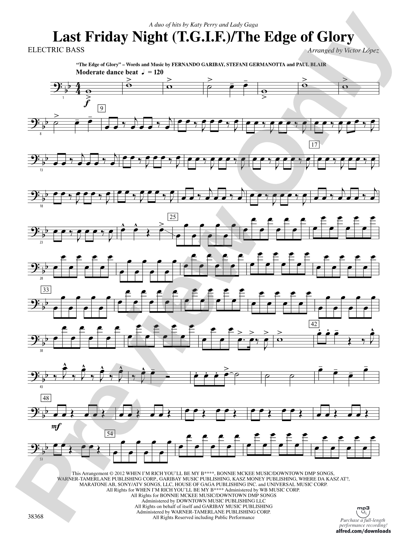 Last Friday Night (T.G.I.F) / The Edge of Glory: Electric Bass
