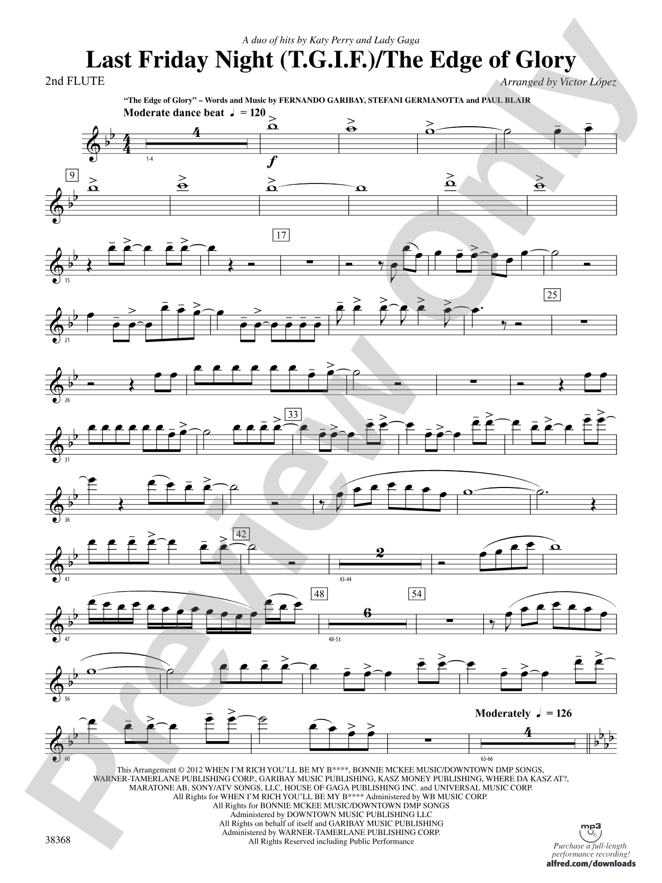 Last Friday Night (T.G.I.F) / The Edge of Glory: 2nd Flute