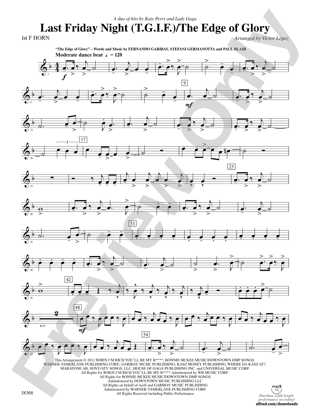 Last Friday Night (T.G.I.F) / The Edge of Glory: 1st F Horn