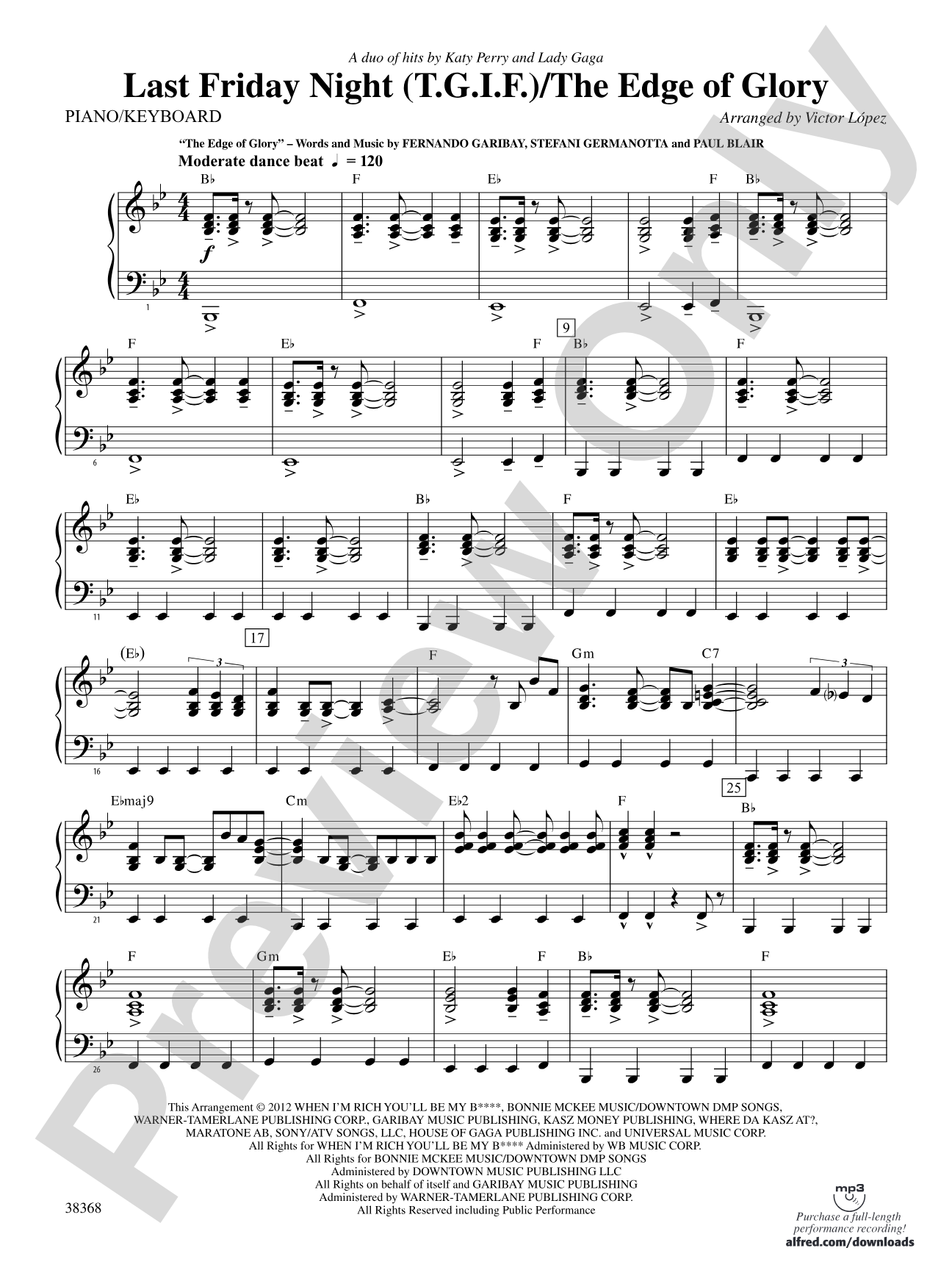 Last Friday Night (T.G.I.F) / The Edge of Glory: Piano Accompaniment