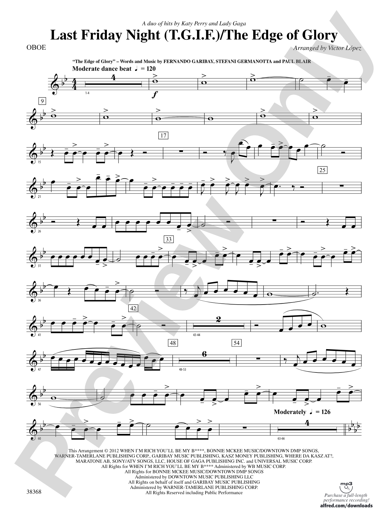 Last Friday Night (T.G.I.F) / The Edge of Glory: Oboe