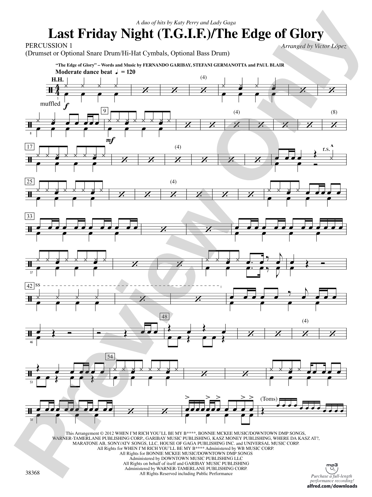 Last Friday Night (T.G.I.F) / The Edge of Glory: 1st Percussion