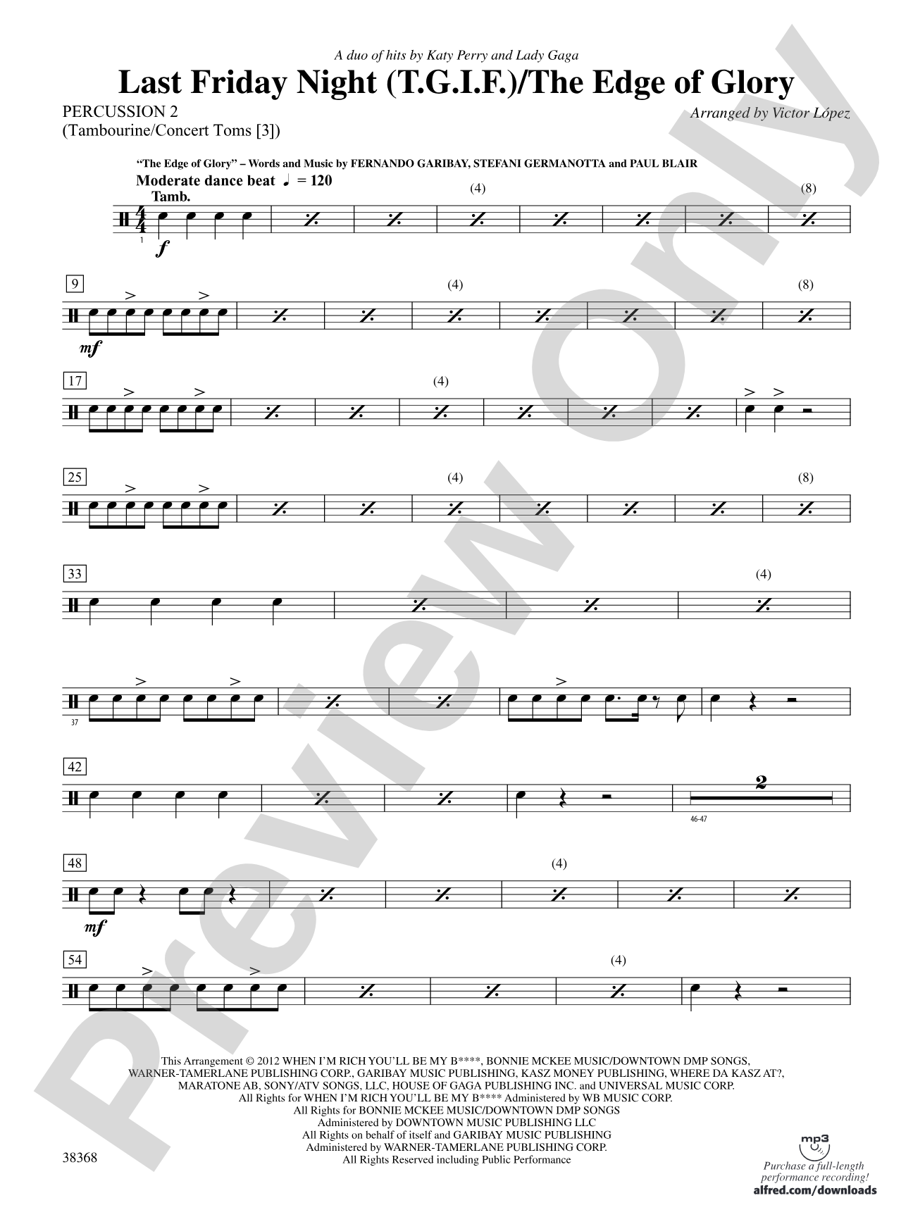 Last Friday Night (T.G.I.F) / The Edge of Glory: 2nd Percussion
