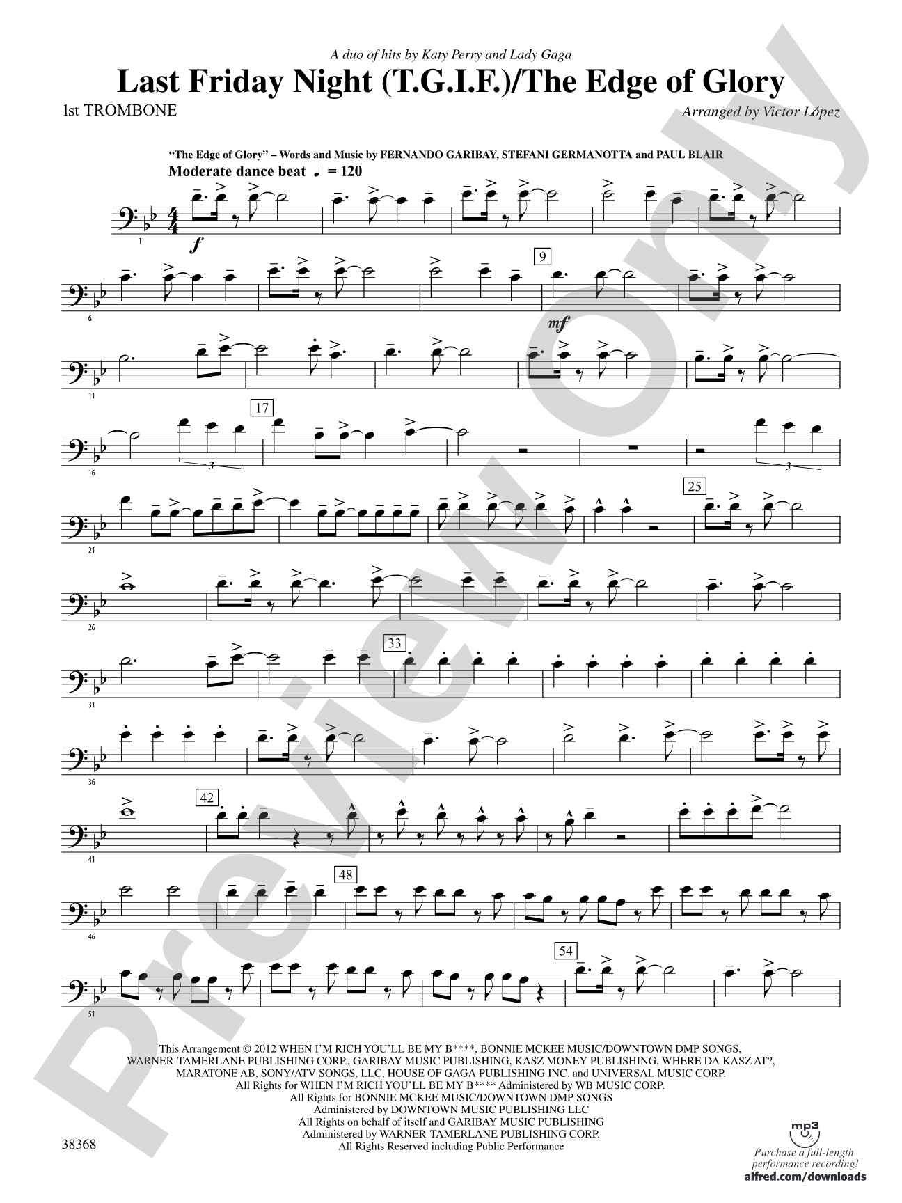 Last Friday Night (T.G.I.F) / The Edge of Glory: 1st Trombone