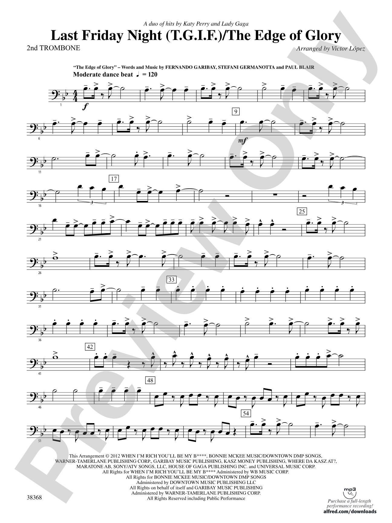Last Friday Night (T.G.I.F) / The Edge of Glory: 2nd Trombone