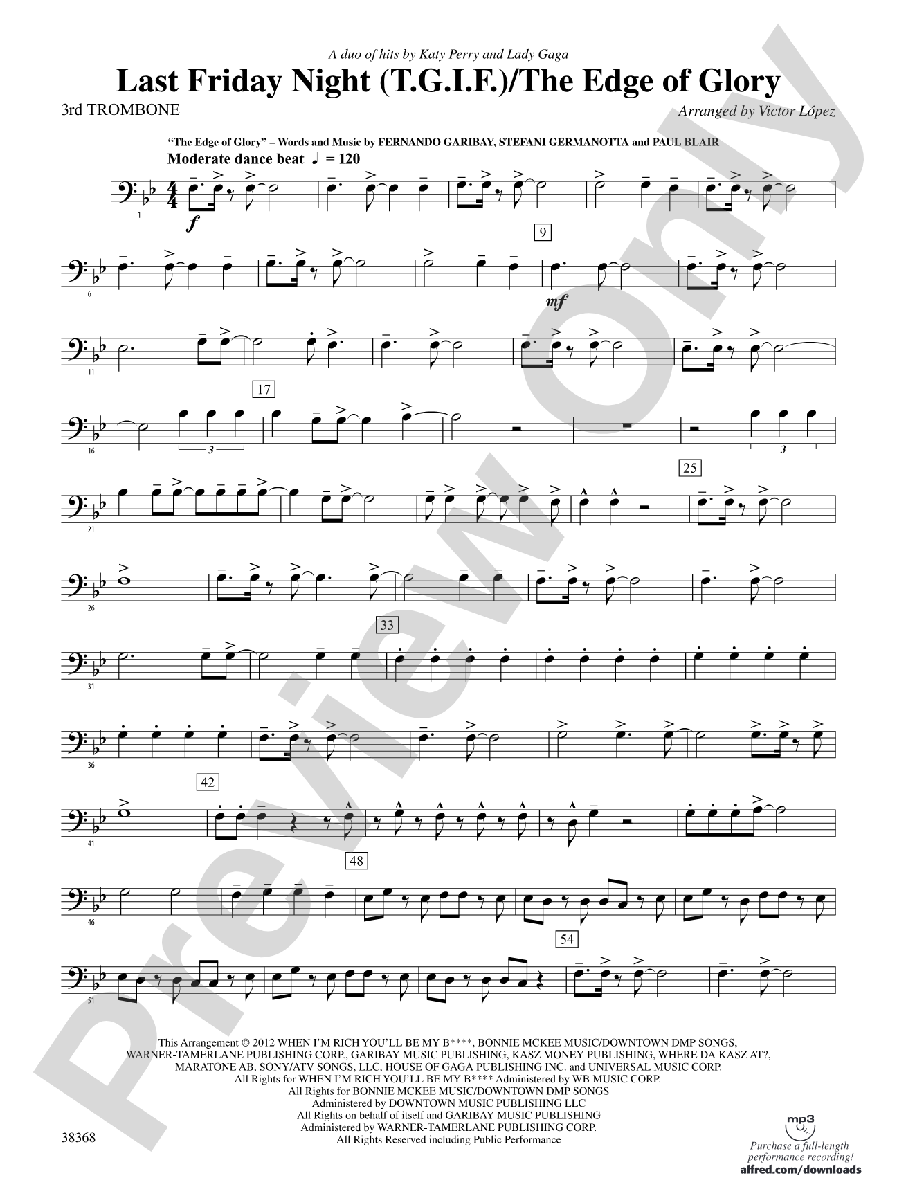 Last Friday Night (T.G.I.F) / The Edge of Glory: 3rd Trombone