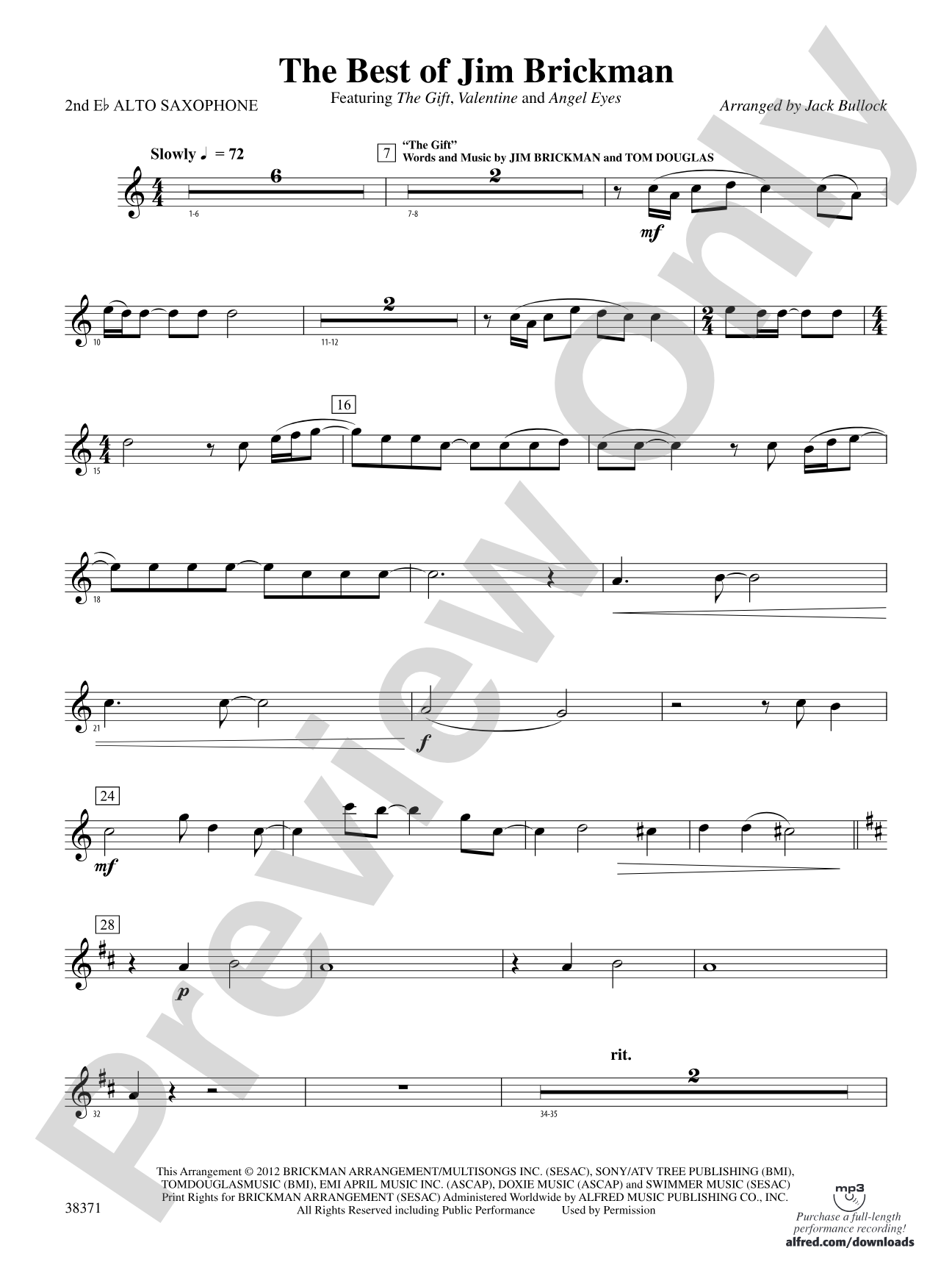 The Best of Jim Brickman: 2nd E-flat Alto Saxophone