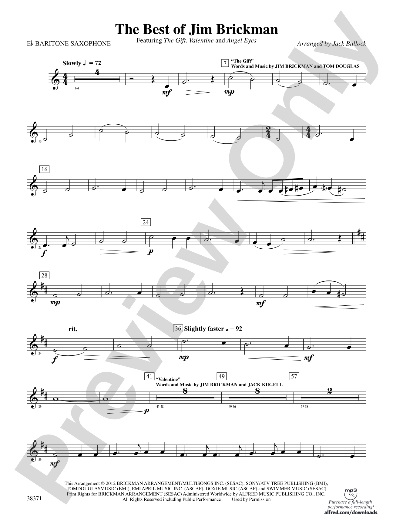 The Best of Jim Brickman: E-flat Baritone Saxophone