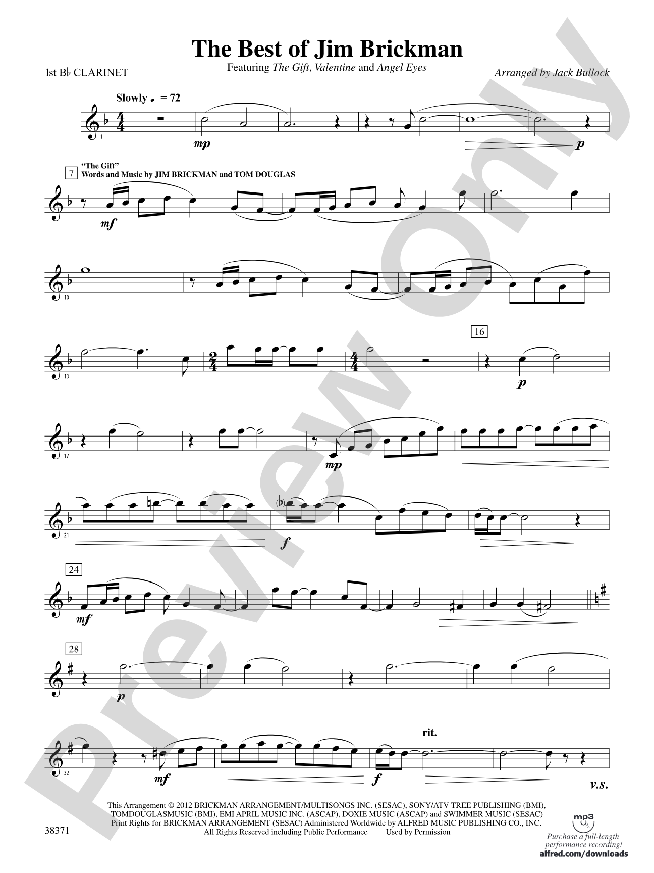 The Best of Jim Brickman: 1st B-flat Clarinet