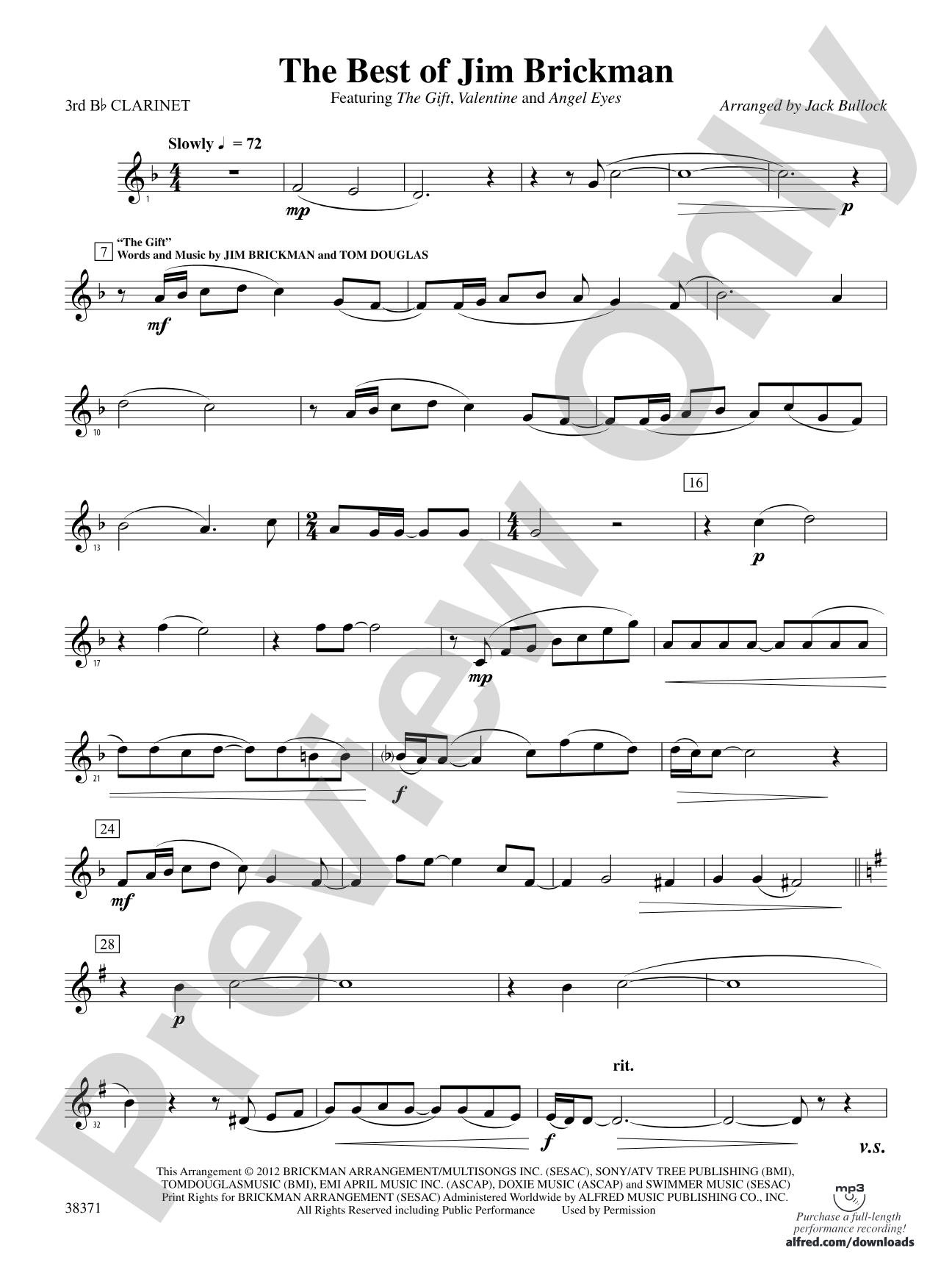 The Best of Jim Brickman: 3rd B-flat Clarinet