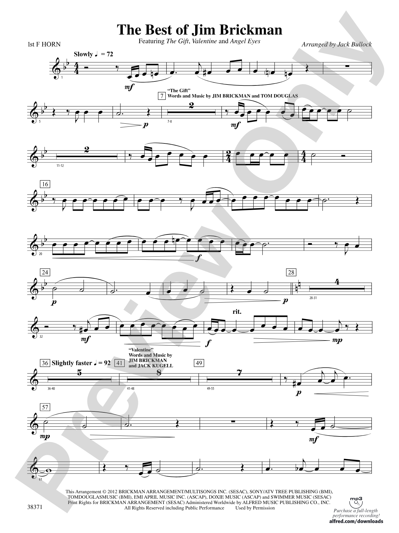 The Best of Jim Brickman: 1st F Horn