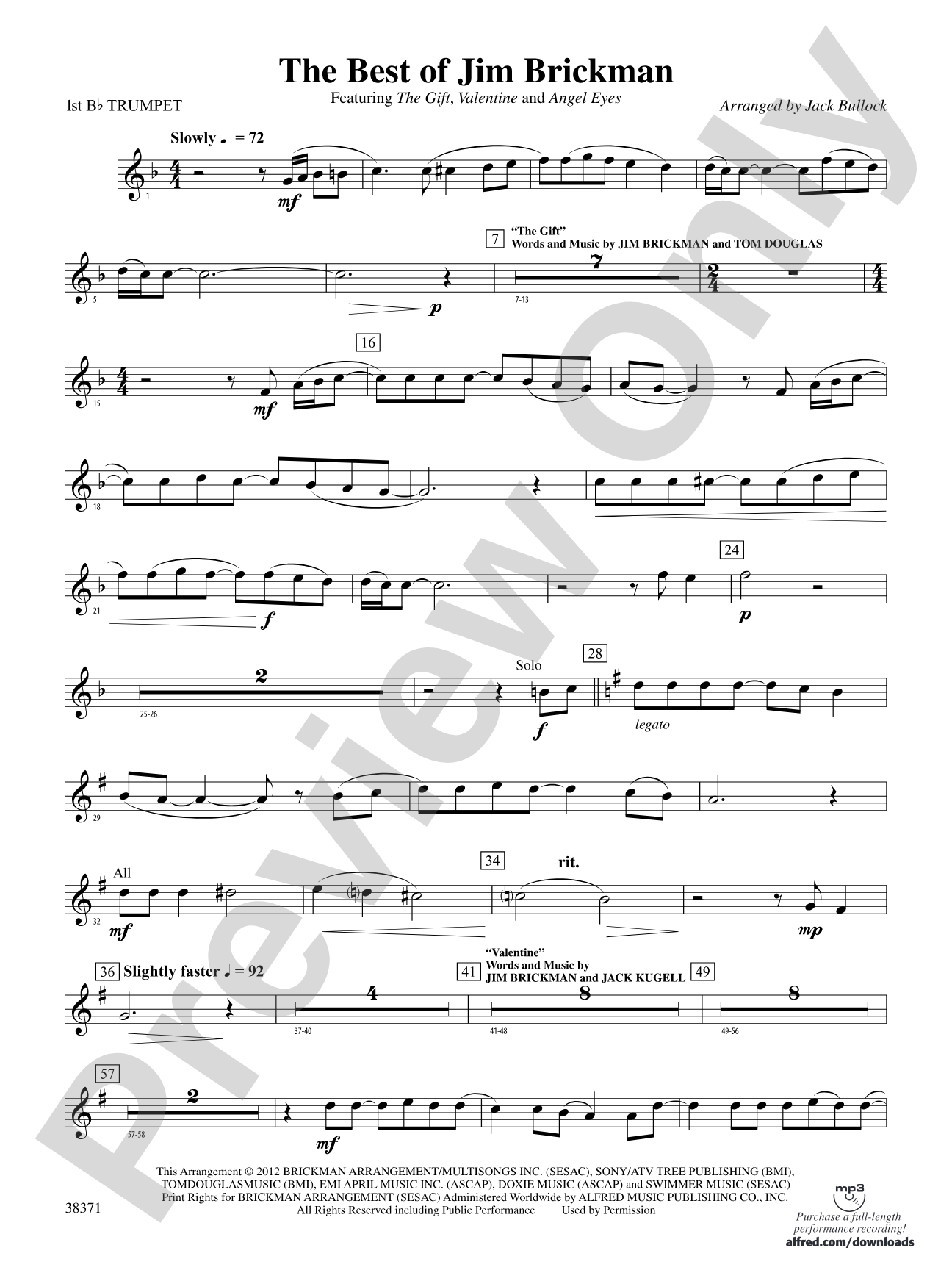 The Best of Jim Brickman: 1st B-flat Trumpet