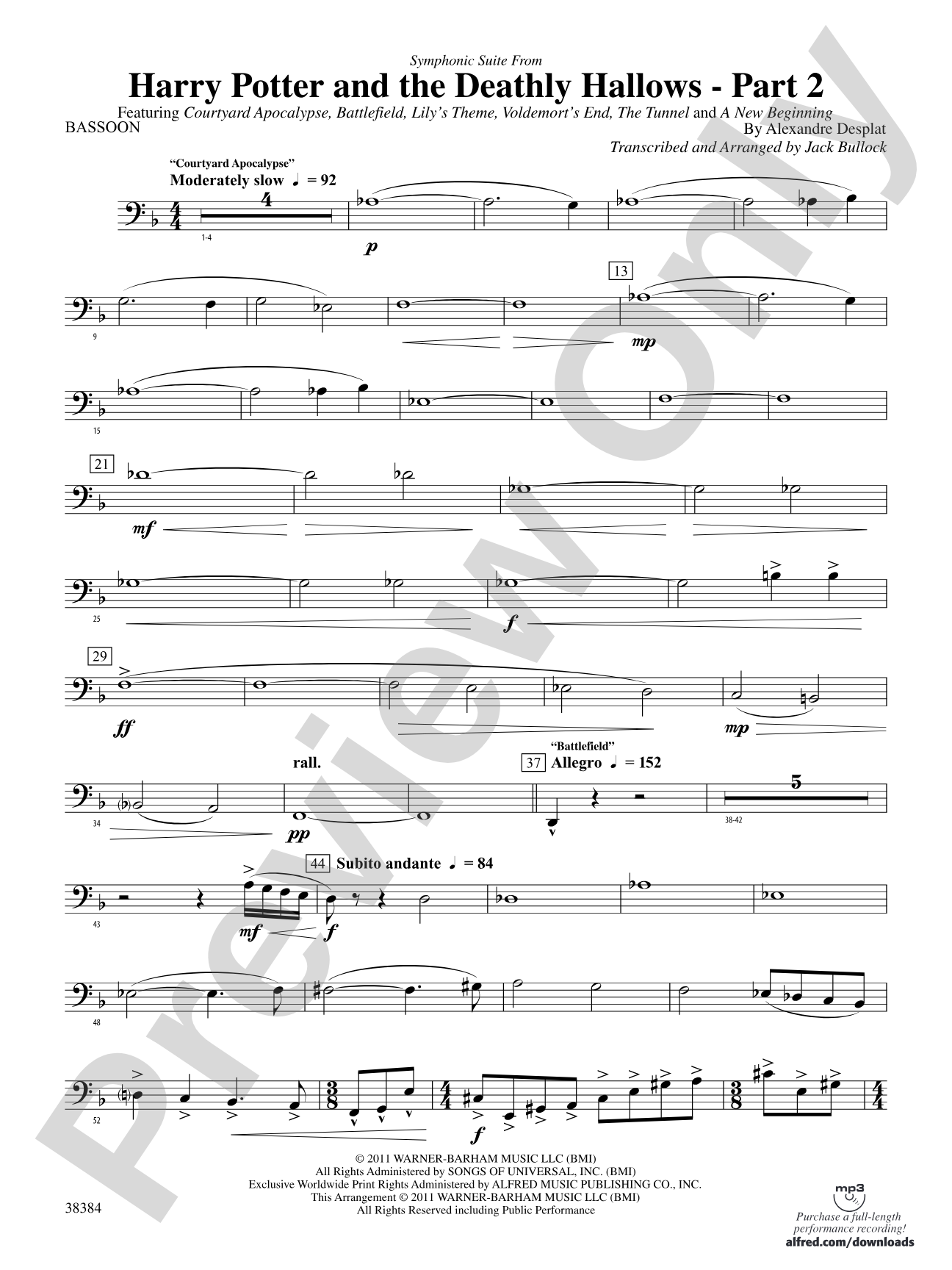 Harry Potter and the Deathly Hallows, Part 2, Symphonic Suite from: Bassoon