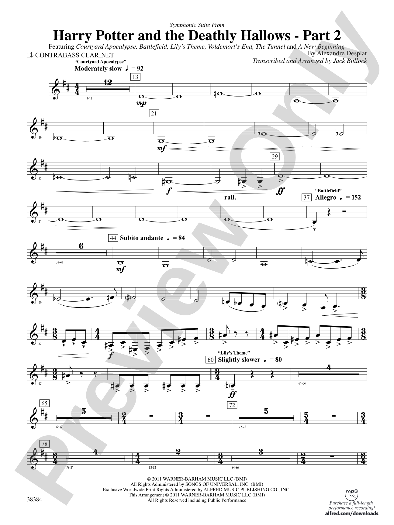 Harry Potter and the Deathly Hallows, Part 2, Symphonic Suite from: E-flat Contrabass Clarinet