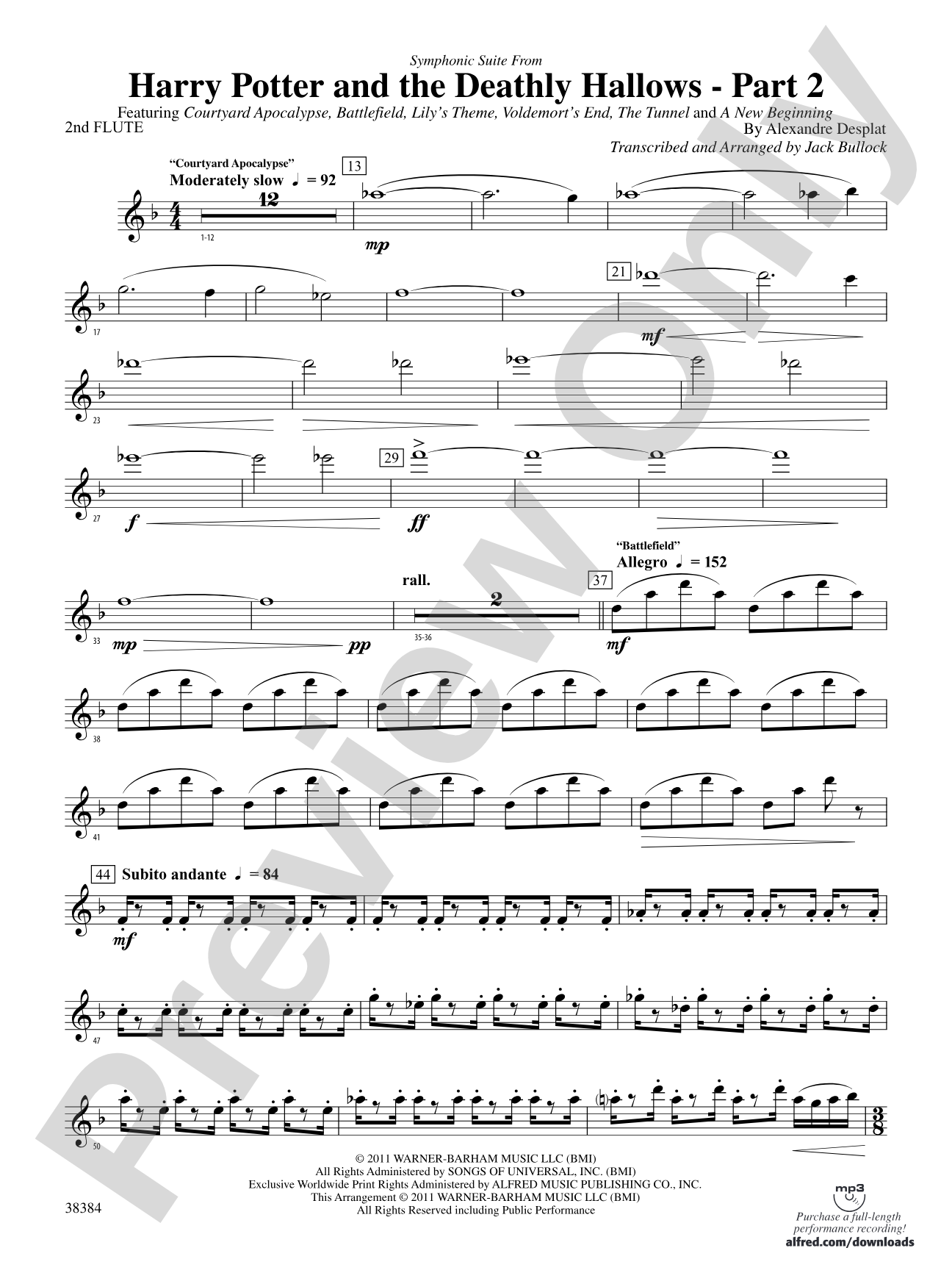 Harry Potter and the Deathly Hallows, Part 2, Symphonic Suite from: 2nd Flute