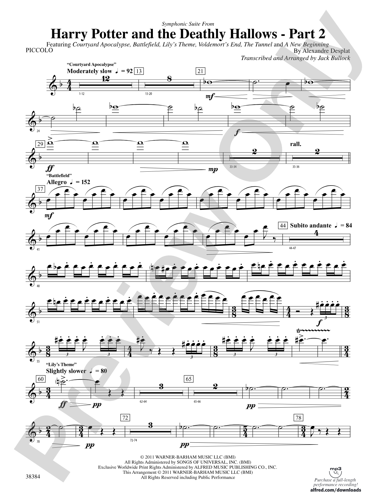 Harry Potter and the Deathly Hallows, Part 2, Symphonic Suite from: Piccolo