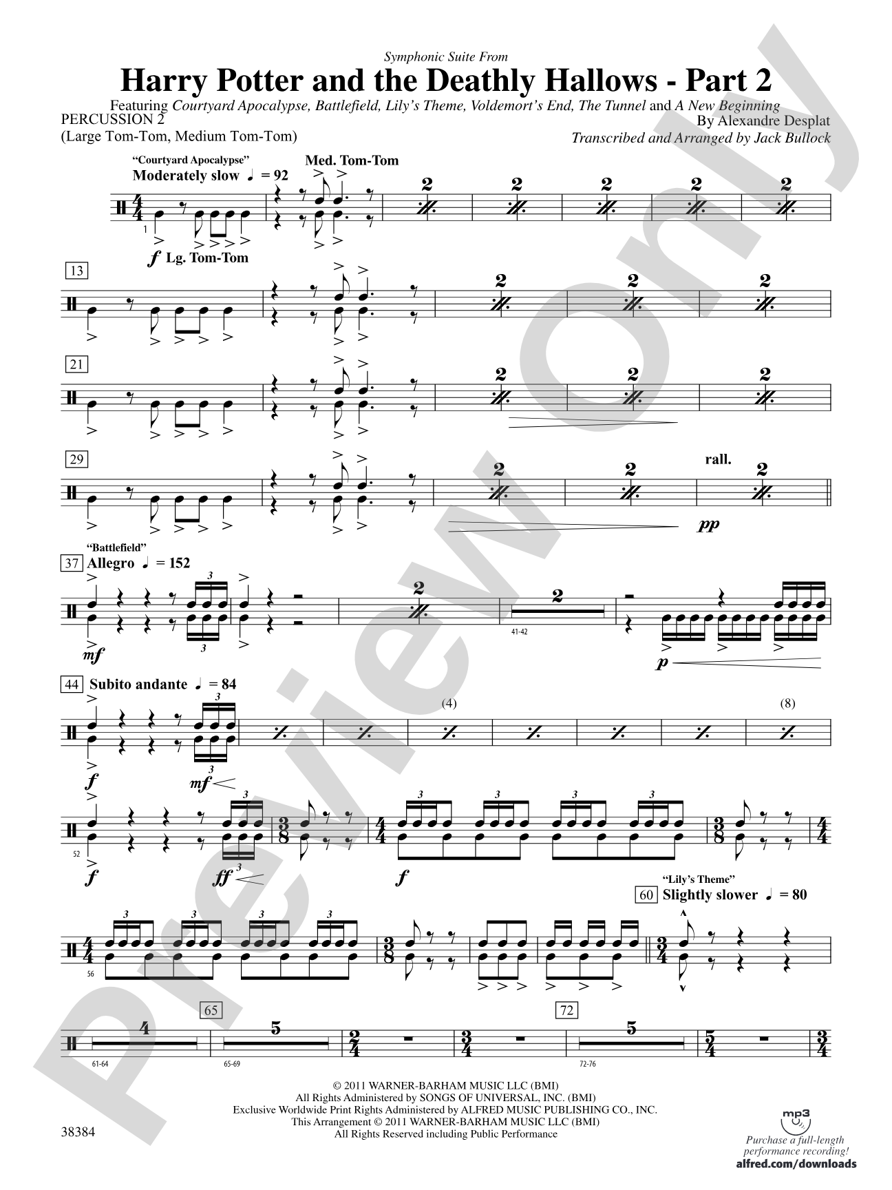 Harry Potter and the Deathly Hallows, Part 2, Symphonic Suite from: 2nd Percussion