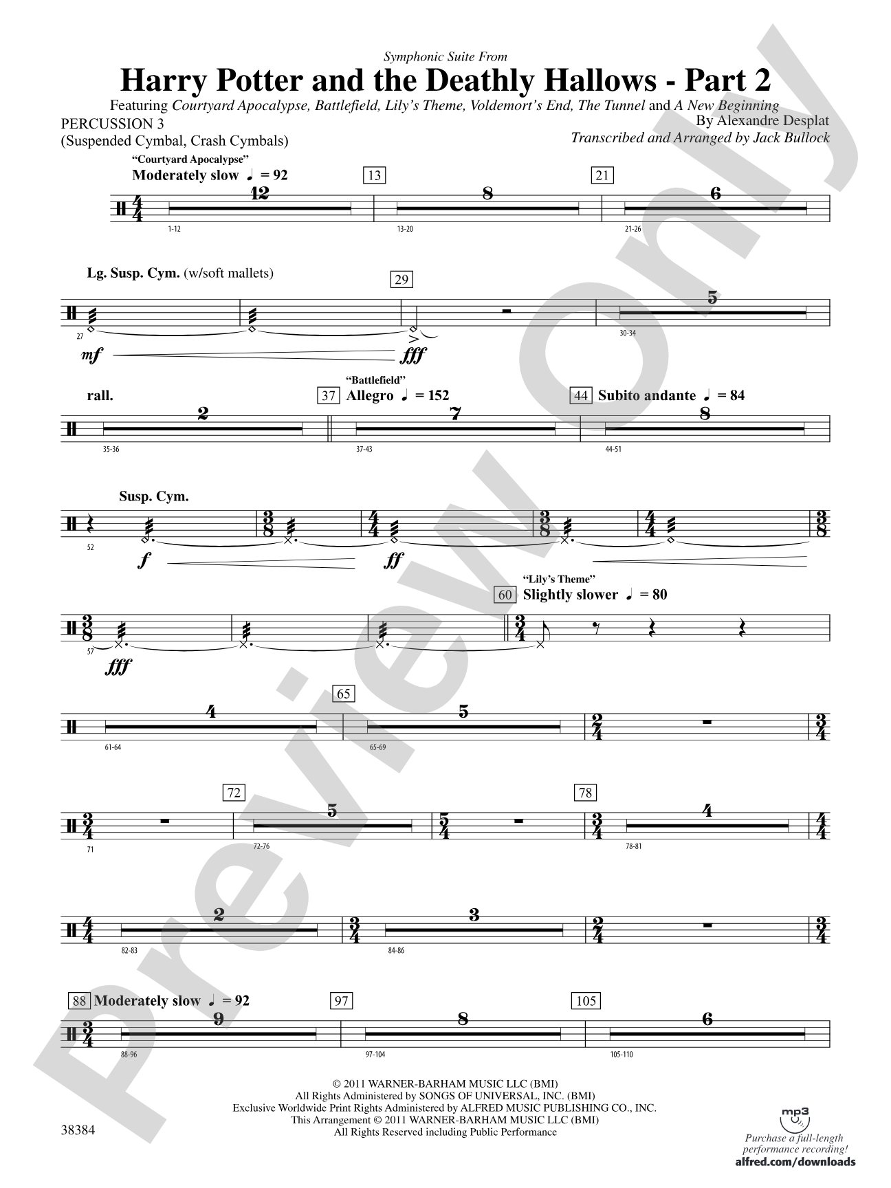 Harry Potter and the Deathly Hallows, Part 2, Symphonic Suite from: 3rd Percussion