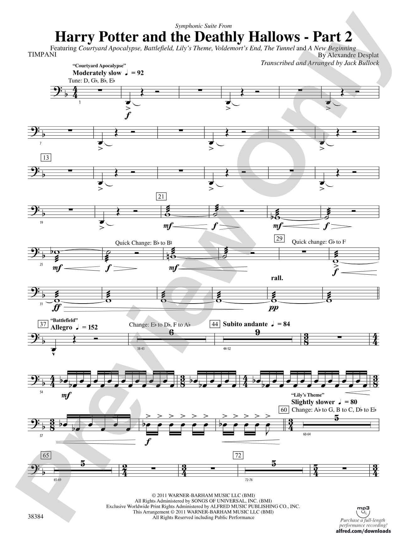 Harry Potter and the Deathly Hallows, Part 2, Symphonic Suite from: Timpani