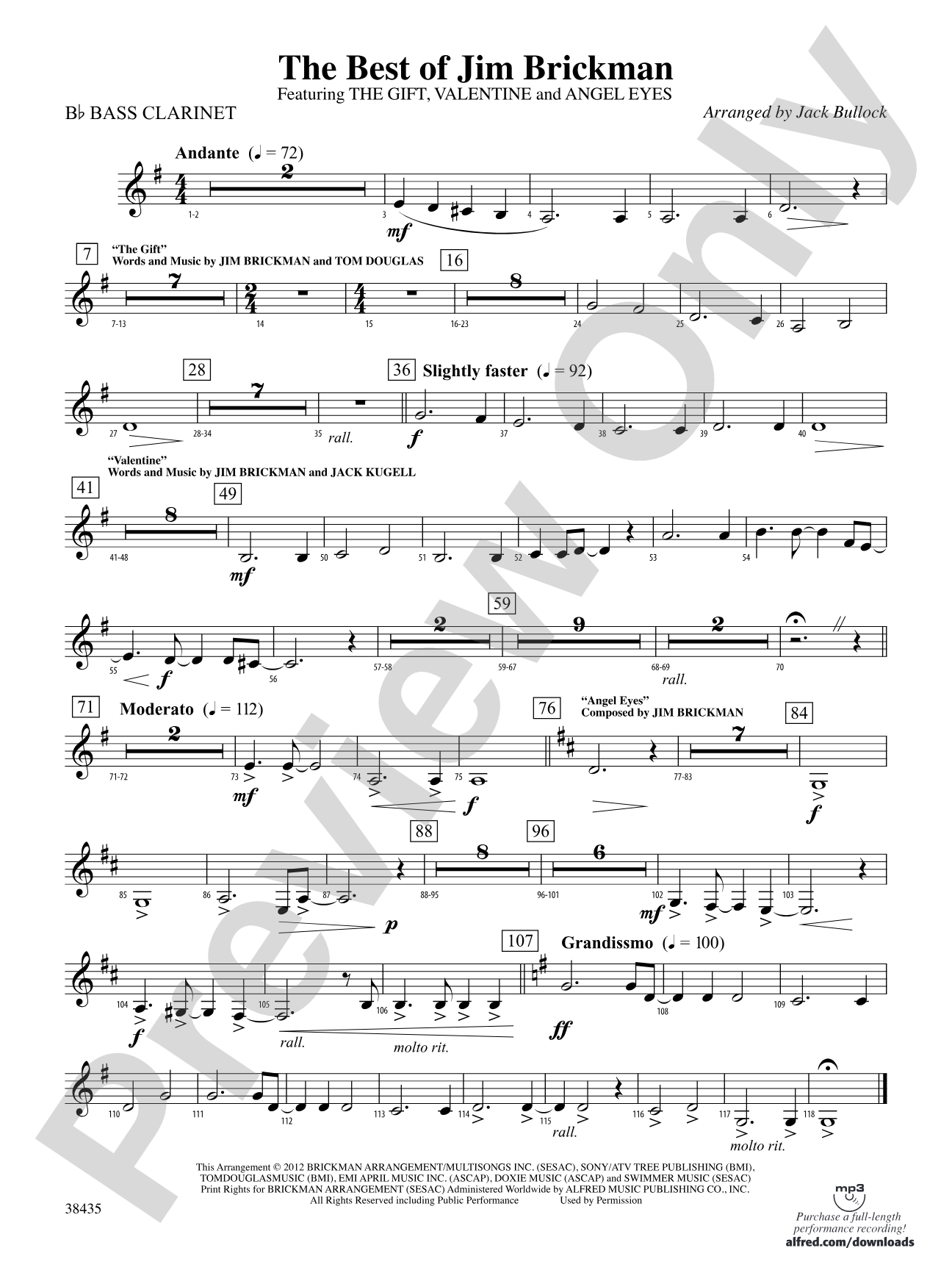 The Best of Jim Brickman: B-flat Bass Clarinet