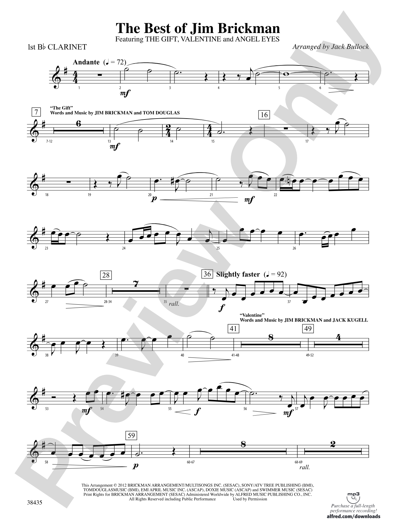 The Best of Jim Brickman: 1st B-flat Clarinet