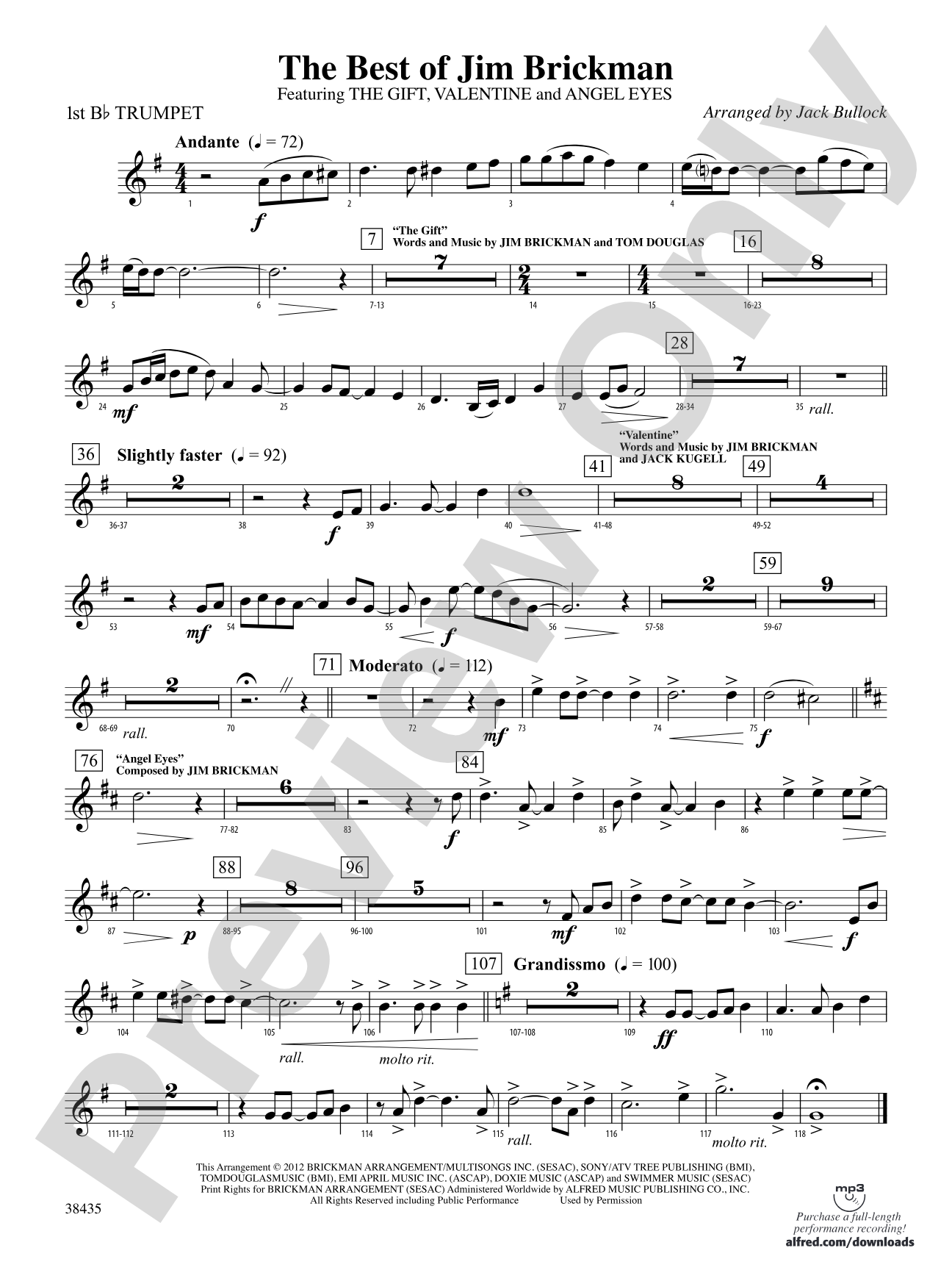 The Best of Jim Brickman: 1st B-flat Trumpet