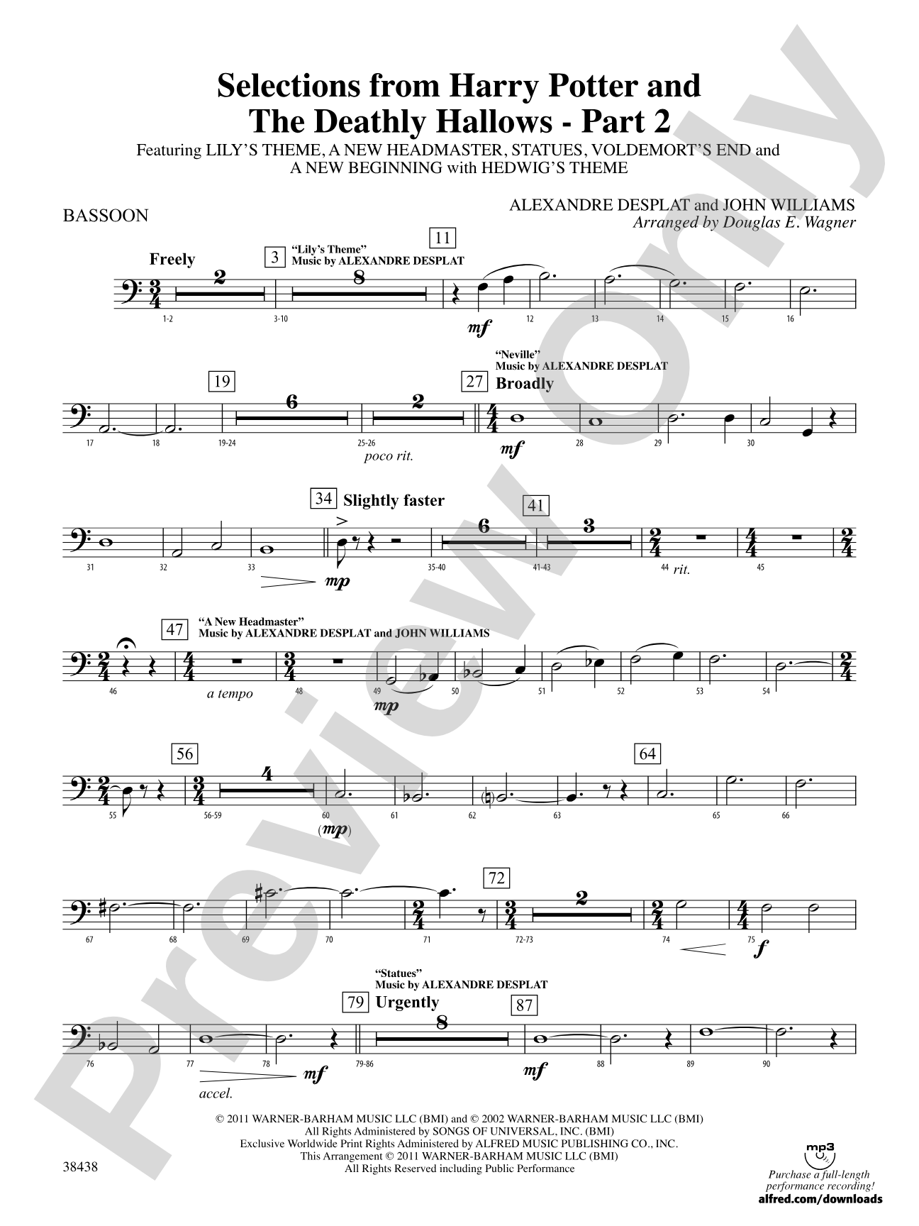 Harry Potter and the Deathly Hallows, Part 2, Selections from: Bassoon