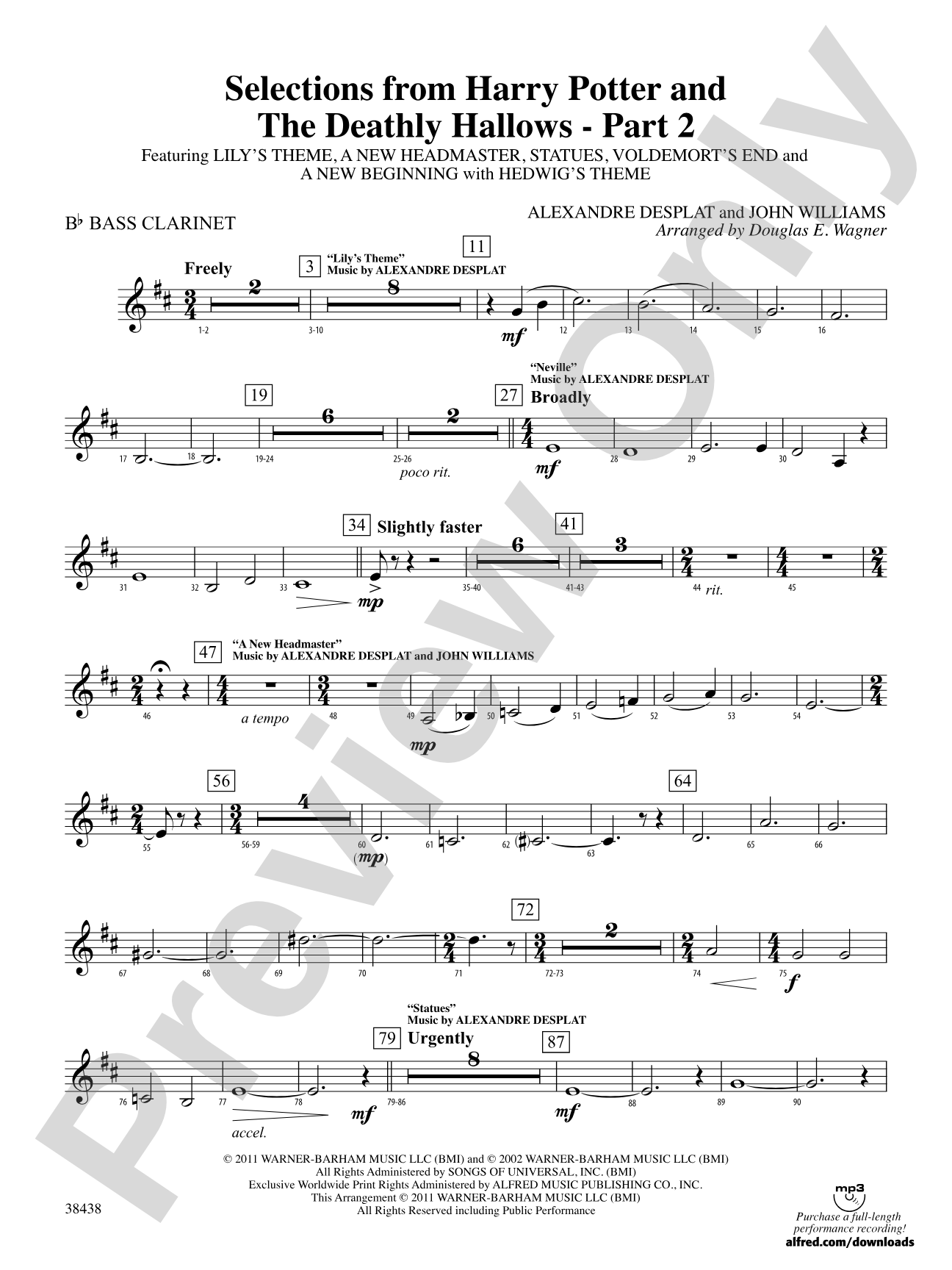 Harry Potter and the Deathly Hallows, Part 2, Selections from: B-flat Bass Clarinet