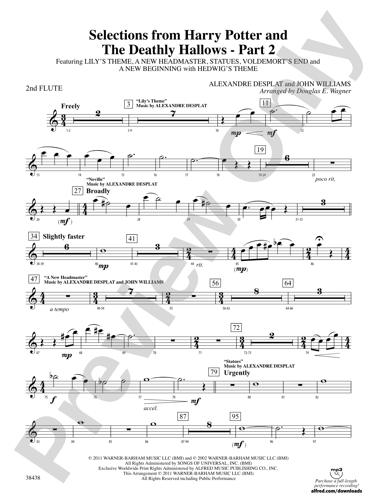 Harry Potter and the Deathly Hallows, Part 2, Selections from: 2nd Flute