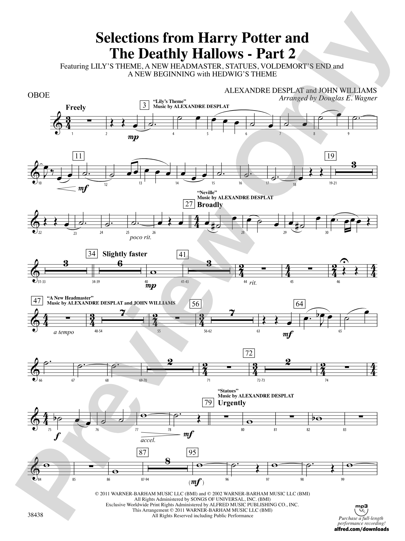 Harry Potter and the Deathly Hallows, Part 2, Selections from: Oboe