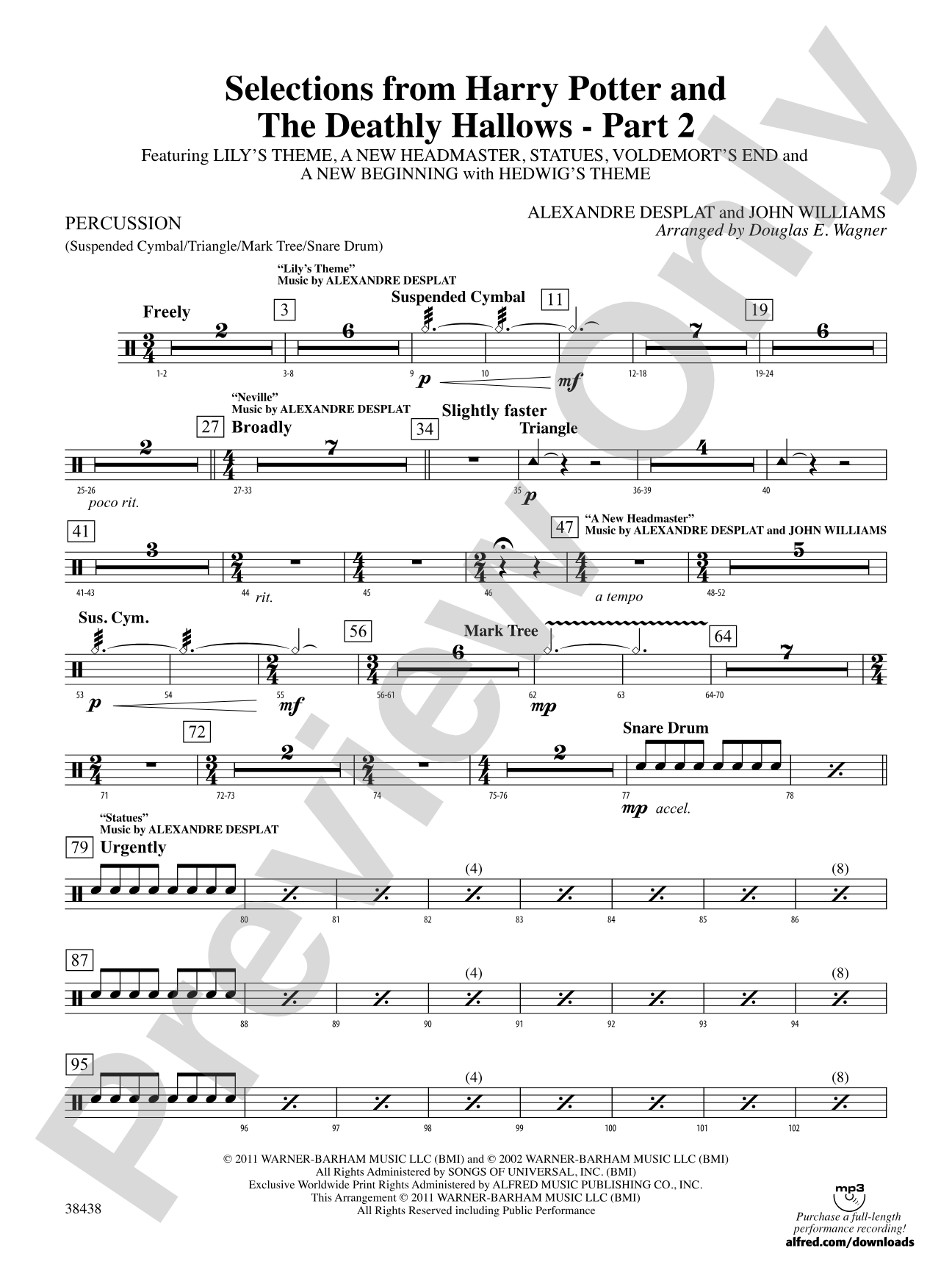 Harry Potter and the Deathly Hallows, Part 2, Selections from: 1st Percussion