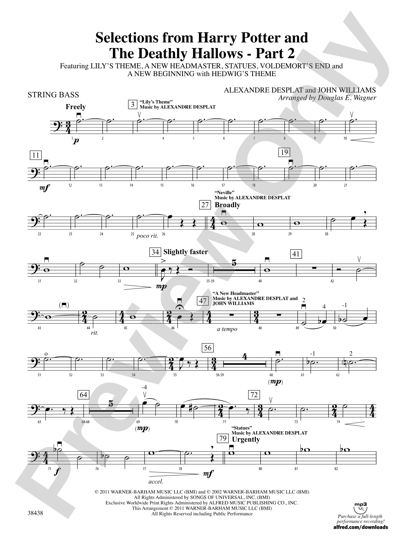 Harry Potter and the Deathly Hallows, Part 2, Selections from: String Bass