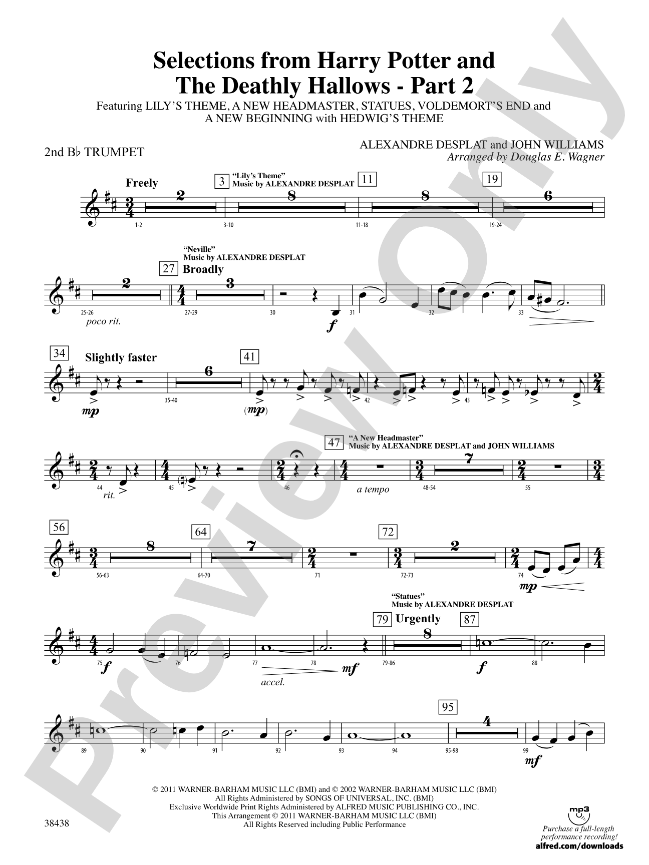 Harry Potter and the Deathly Hallows, Part 2, Selections from: 2nd B-flat Trumpet