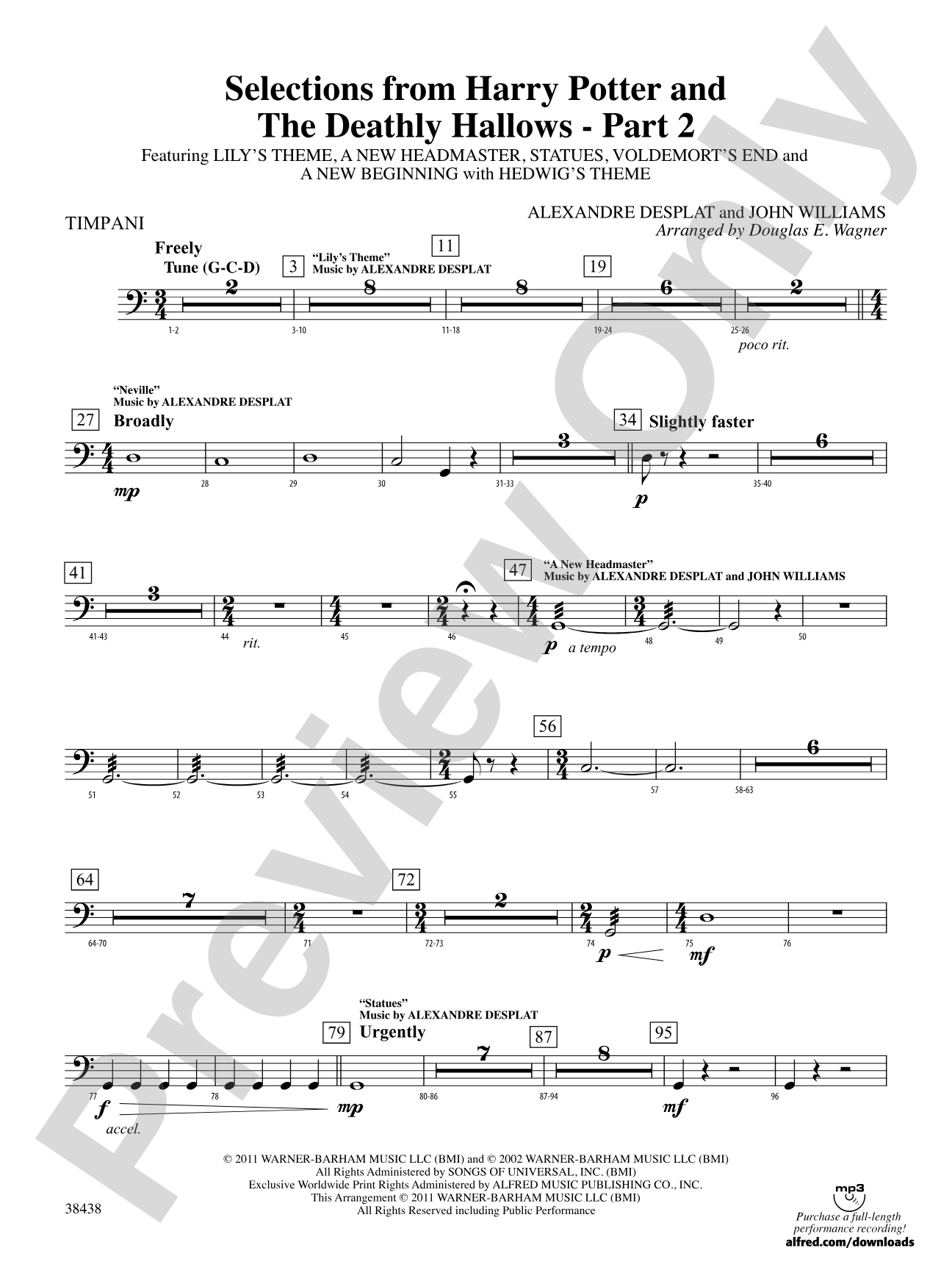Harry Potter and the Deathly Hallows, Part 2, Selections from: Timpani