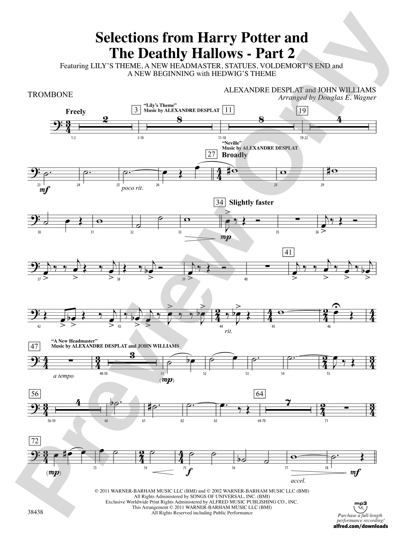 Harry Potter and the Deathly Hallows, Part 2, Selections from: 1st Trombone