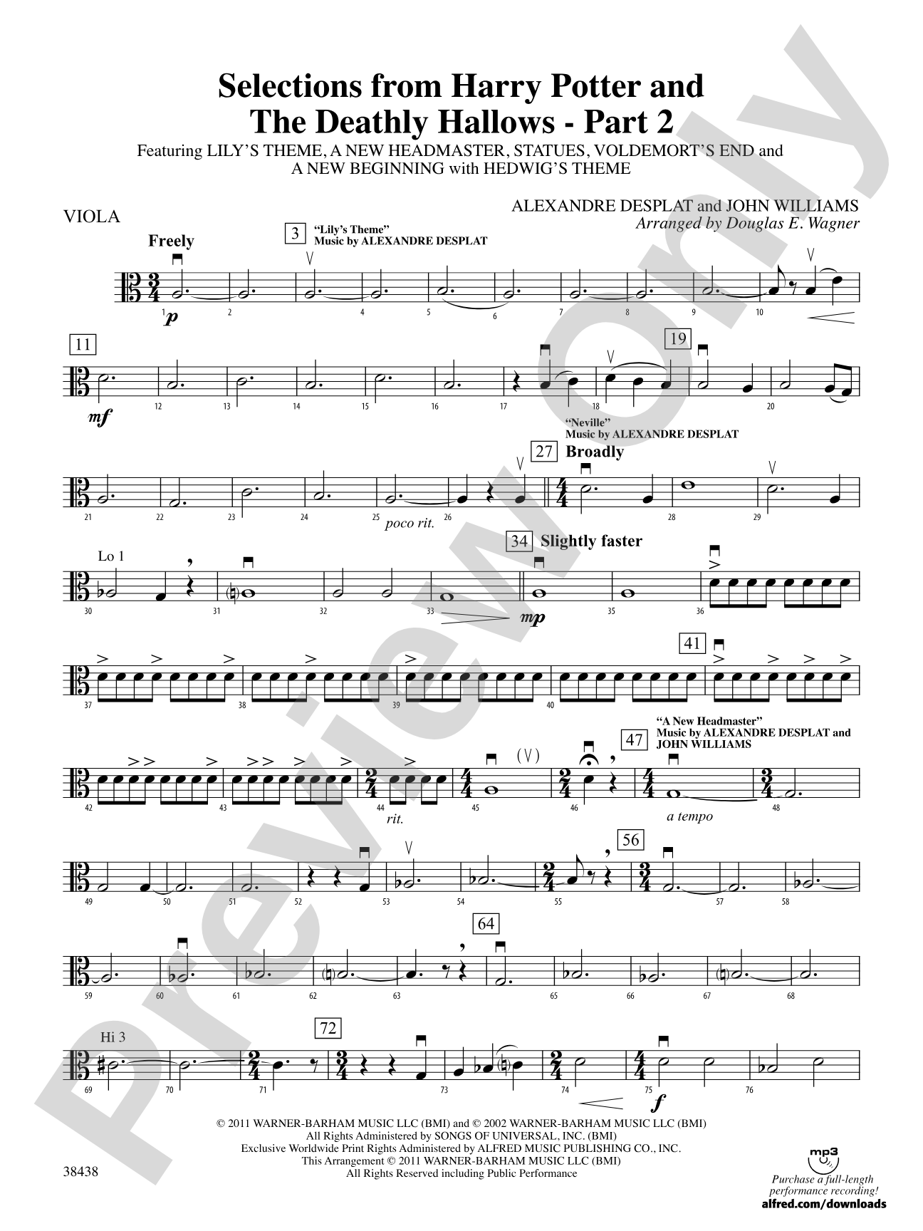 Harry Potter and the Deathly Hallows, Part 2, Selections from: Viola