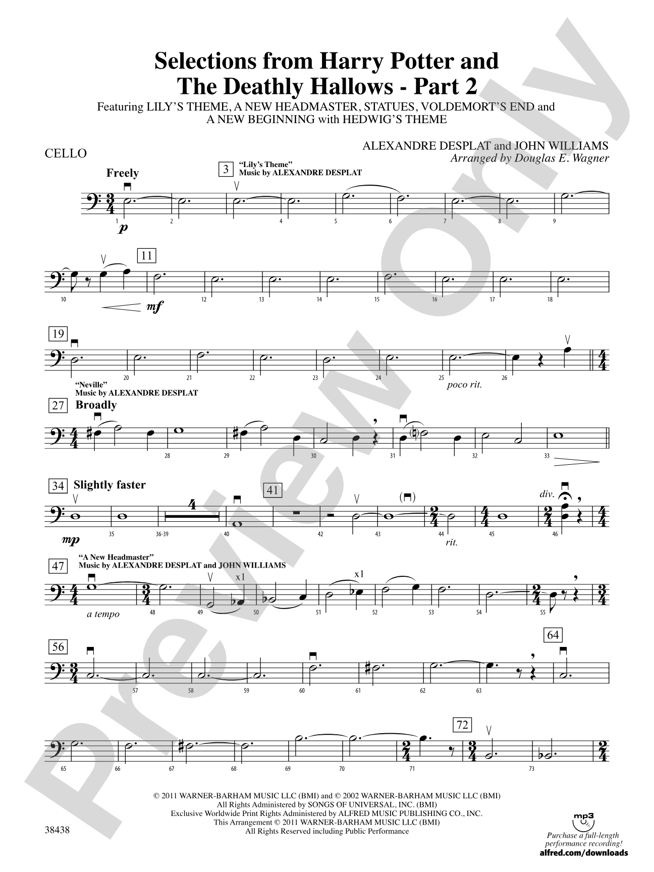 Harry Potter and the Deathly Hallows, Part 2, Selections from: Cello