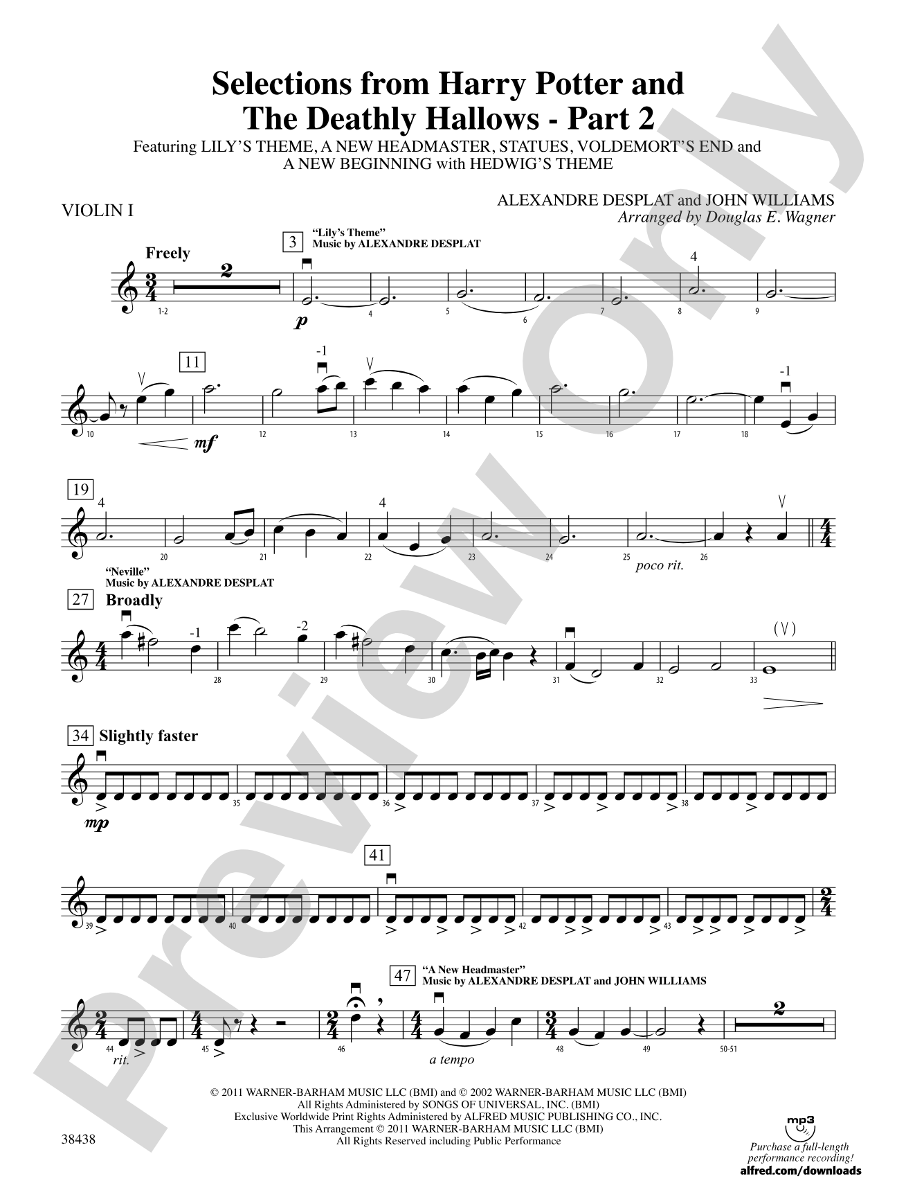 Harry Potter and the Deathly Hallows, Part 2, Selections from: 1st Violin