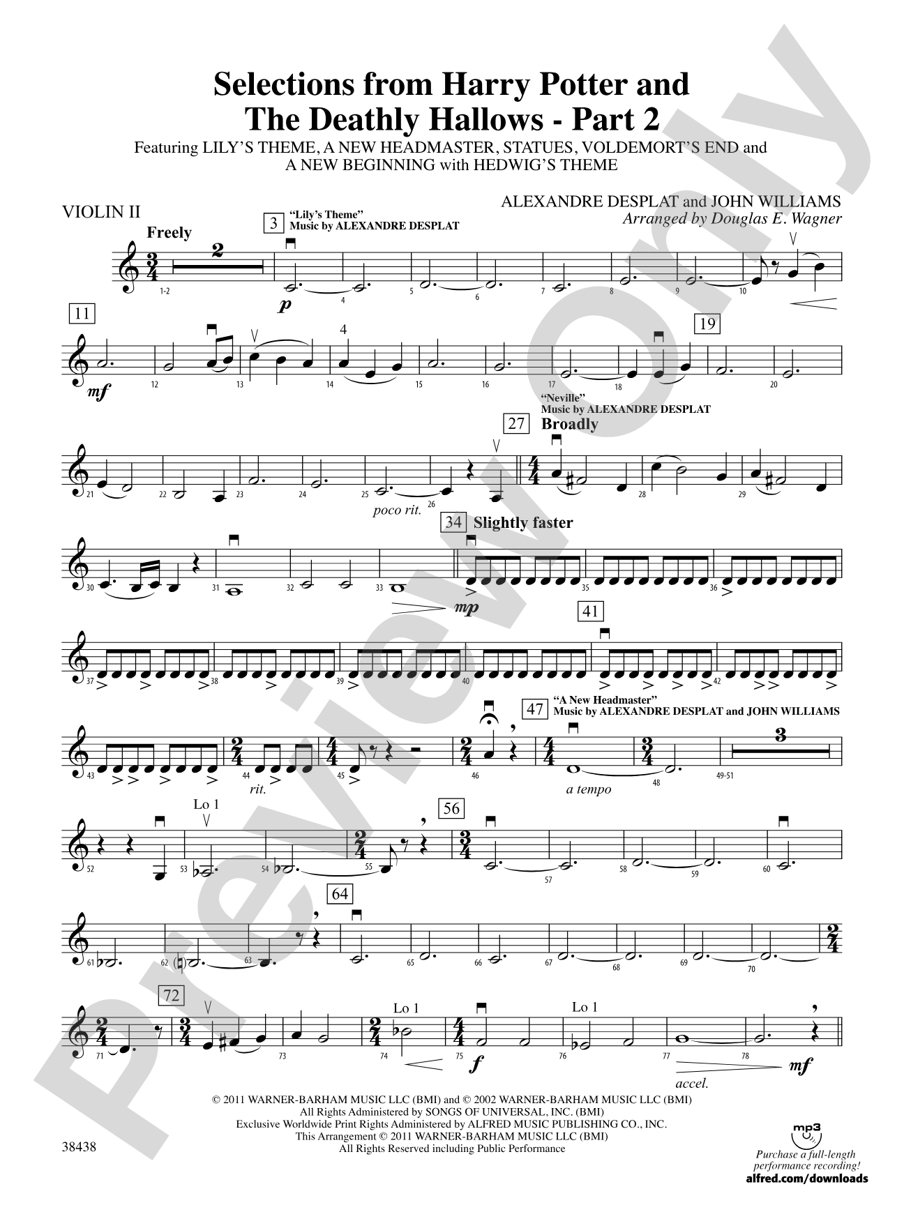 Harry Potter and the Deathly Hallows, Part 2, Selections from: 2nd Violin