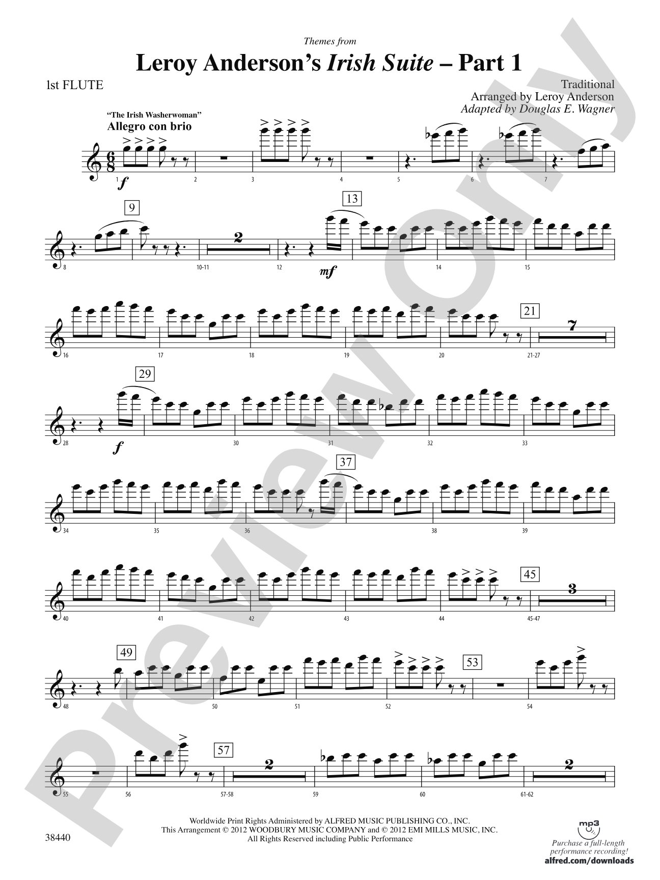Leroy Anderson's Irish Suite, Part 1 (Themes from): Flute
