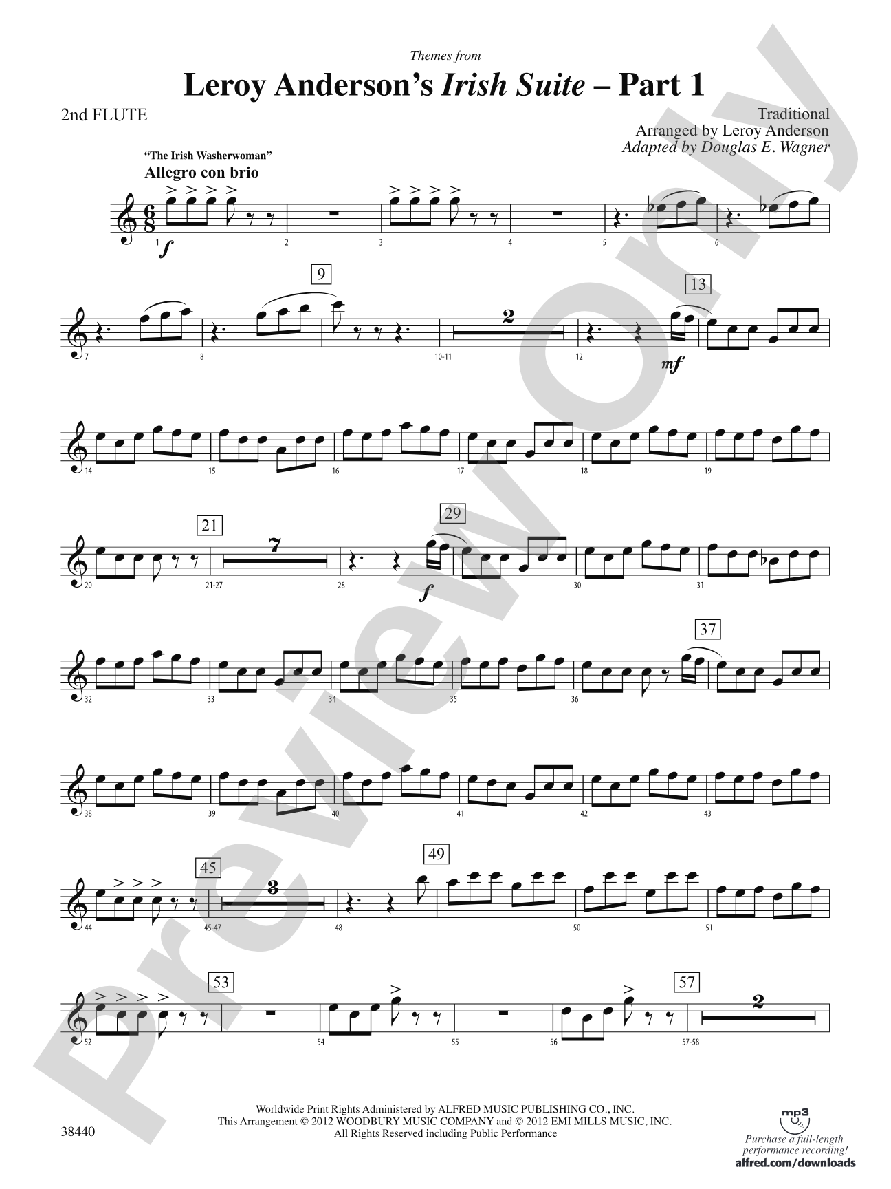 Leroy Anderson's Irish Suite, Part 1 (Themes from): 2nd Flute