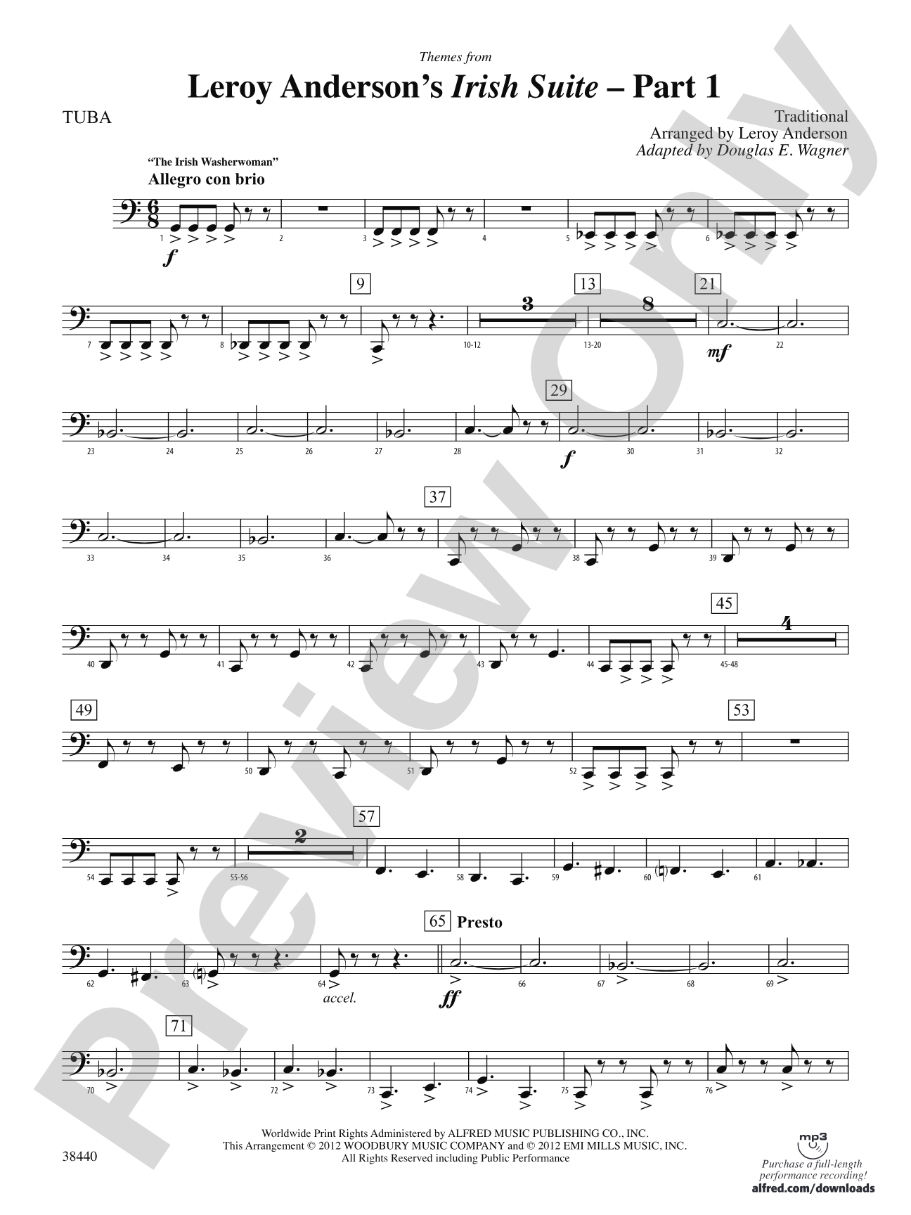Leroy Anderson's Irish Suite, Part 1 (Themes from): Tuba