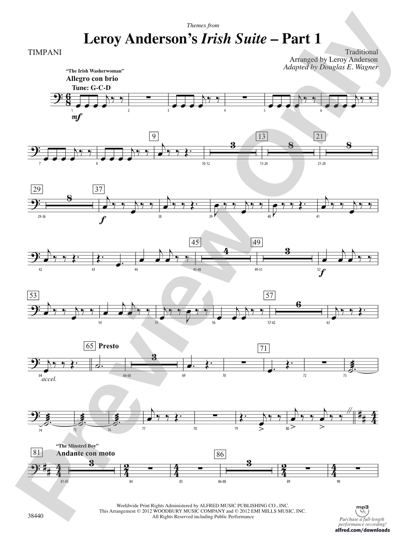 Leroy Anderson's Irish Suite, Part 1 (Themes from): Timpani